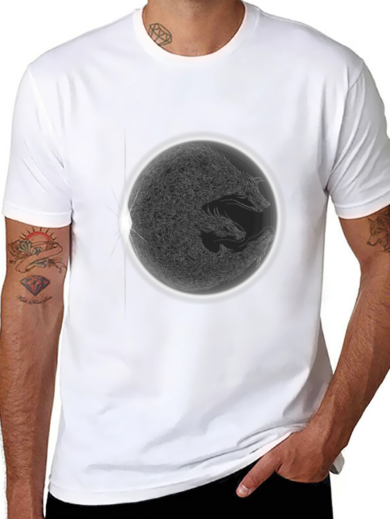 Black Wolf Eclipse Graphic Black T-Shirt view 8