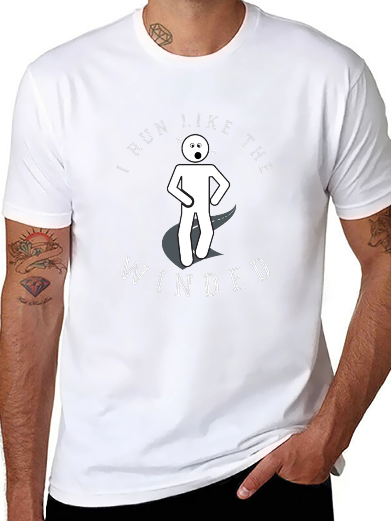 Black Humorous "I Run Like The Winded" Graphic Tee view 8