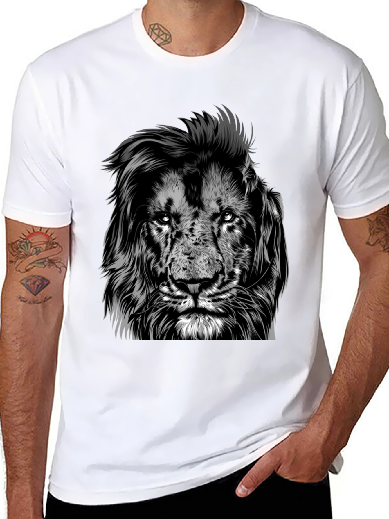 Black Lion Graphic Tee - Black Crew Neck Short Sleeve view 8