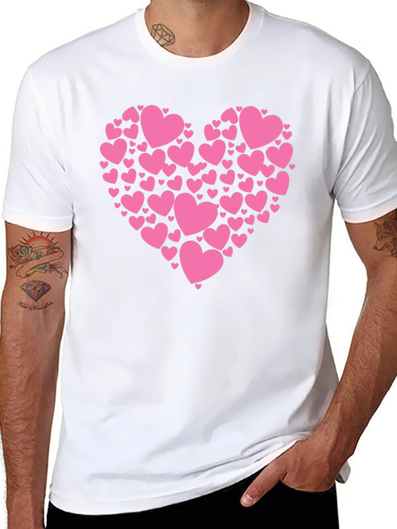 Black Heart Made of Hearts Graphic Tee - Black Cotton Blend T-Shirt view 8