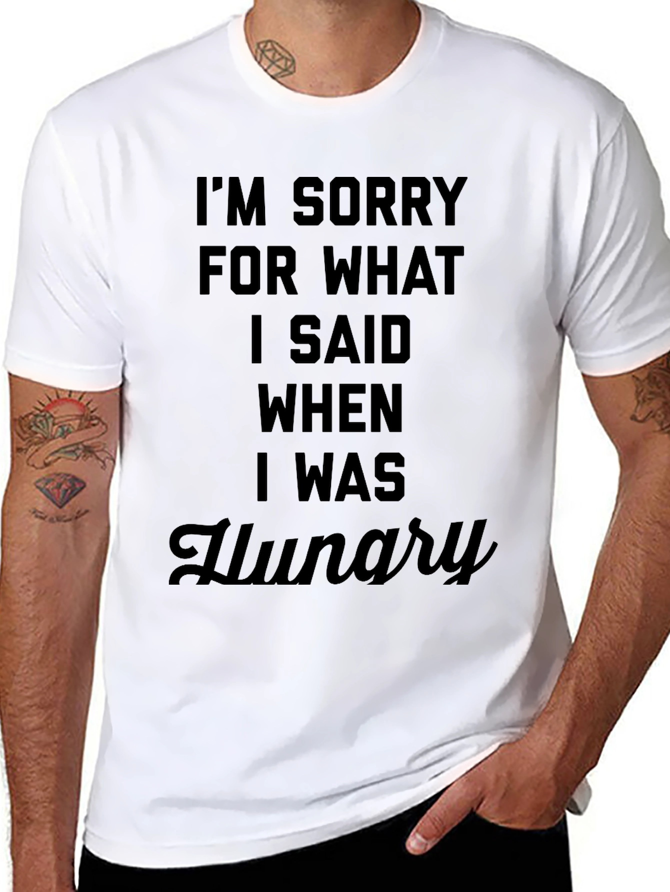 Black I'm Sorry for What I Said When I Was Hungry T-Shirt view 8