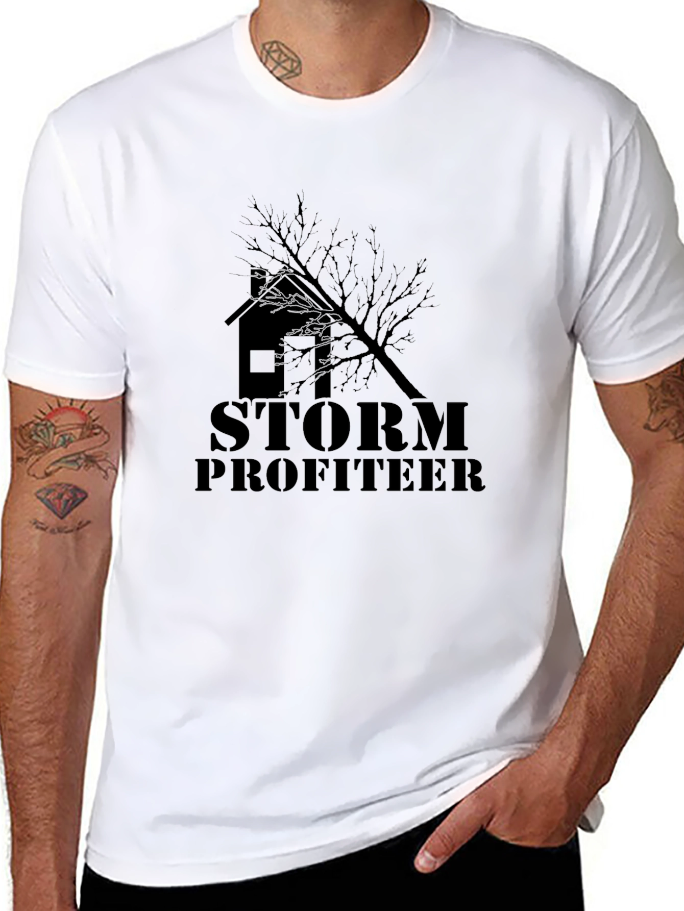 Black Storm Profiteer Graphic Tee - Premium Cotton T-Shirt view 8