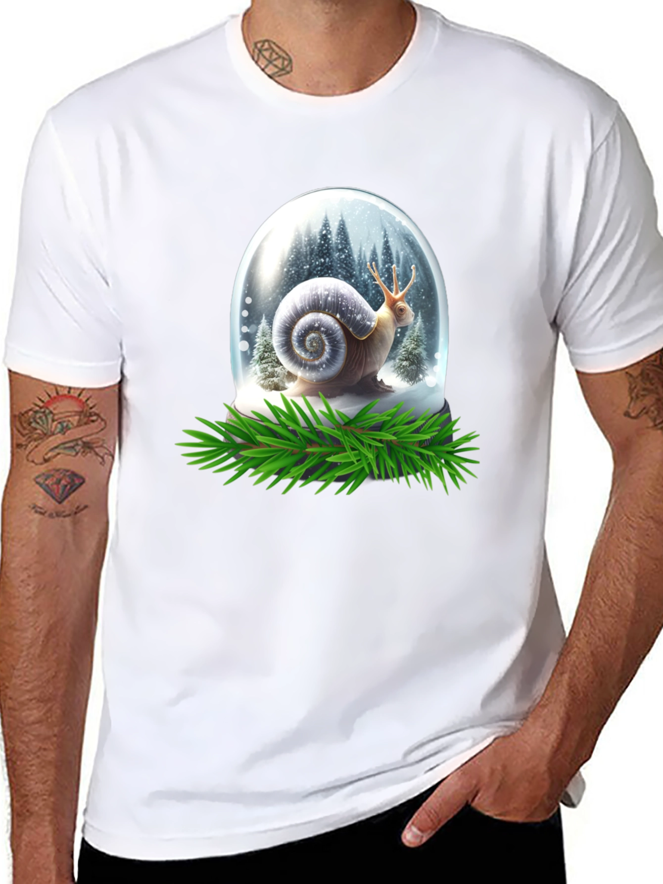 Black Snail Snow Globe Graphic Tee view 8