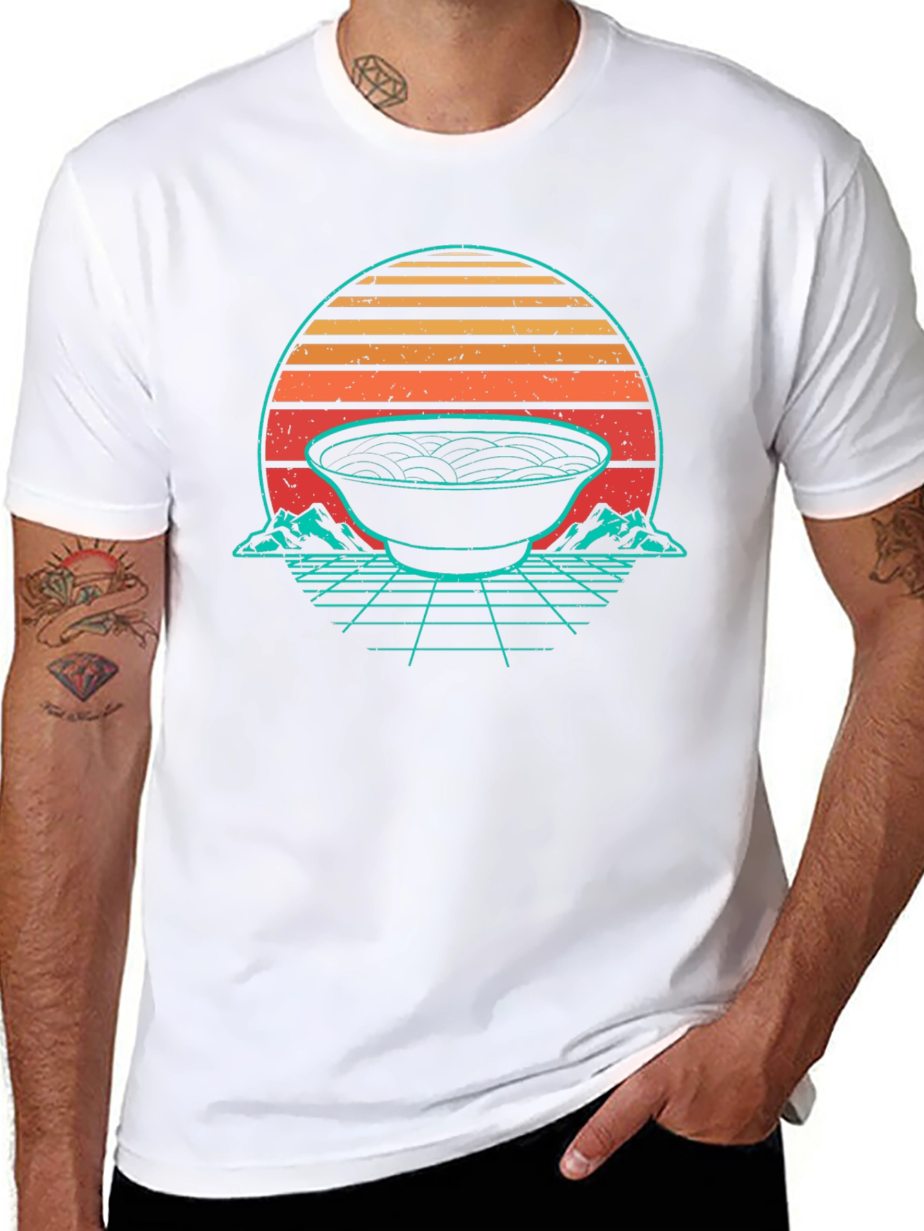 Black Retro Ramen Bowl Graphic Tee view 8