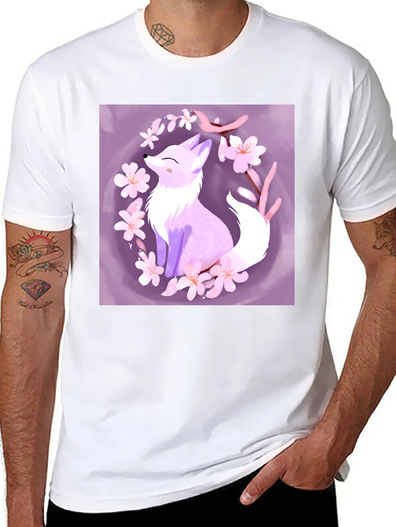 Black Fox Blossom Graphic Tee - Stylish & Unique view 8