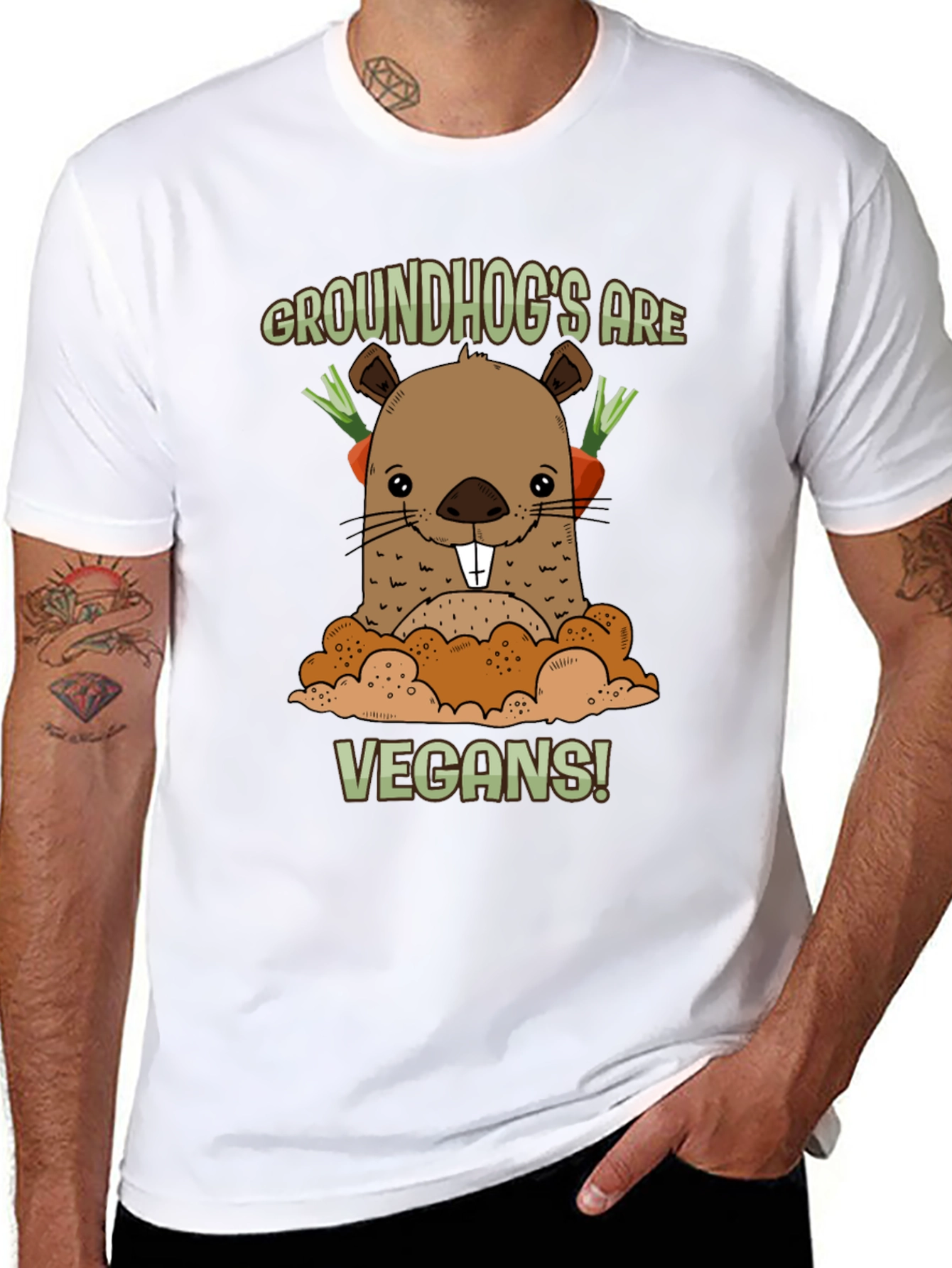 Black Groundhog Vegan T-Shirt view 8