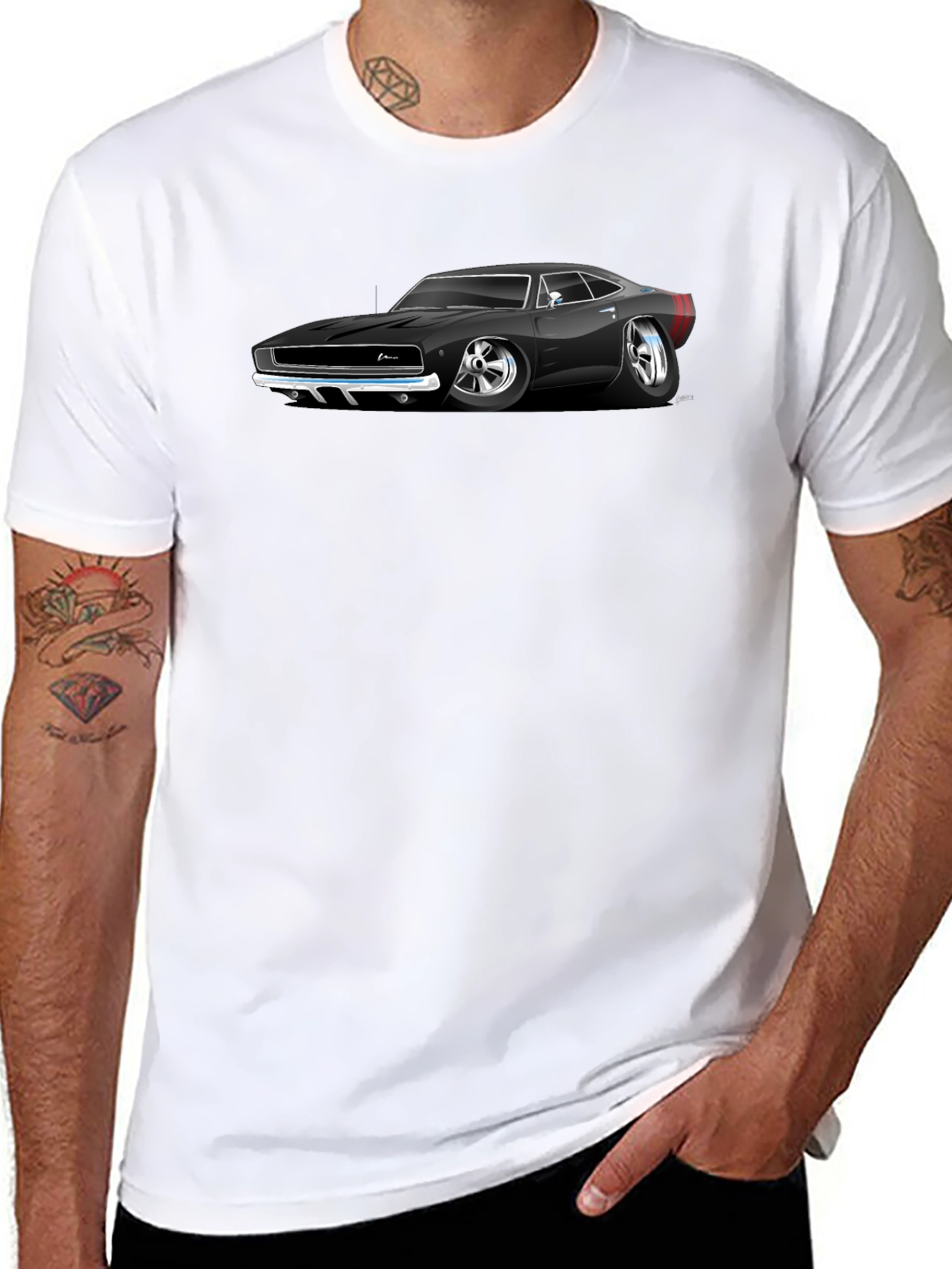 Black Classic Car Graphic Black T-Shirt view 8