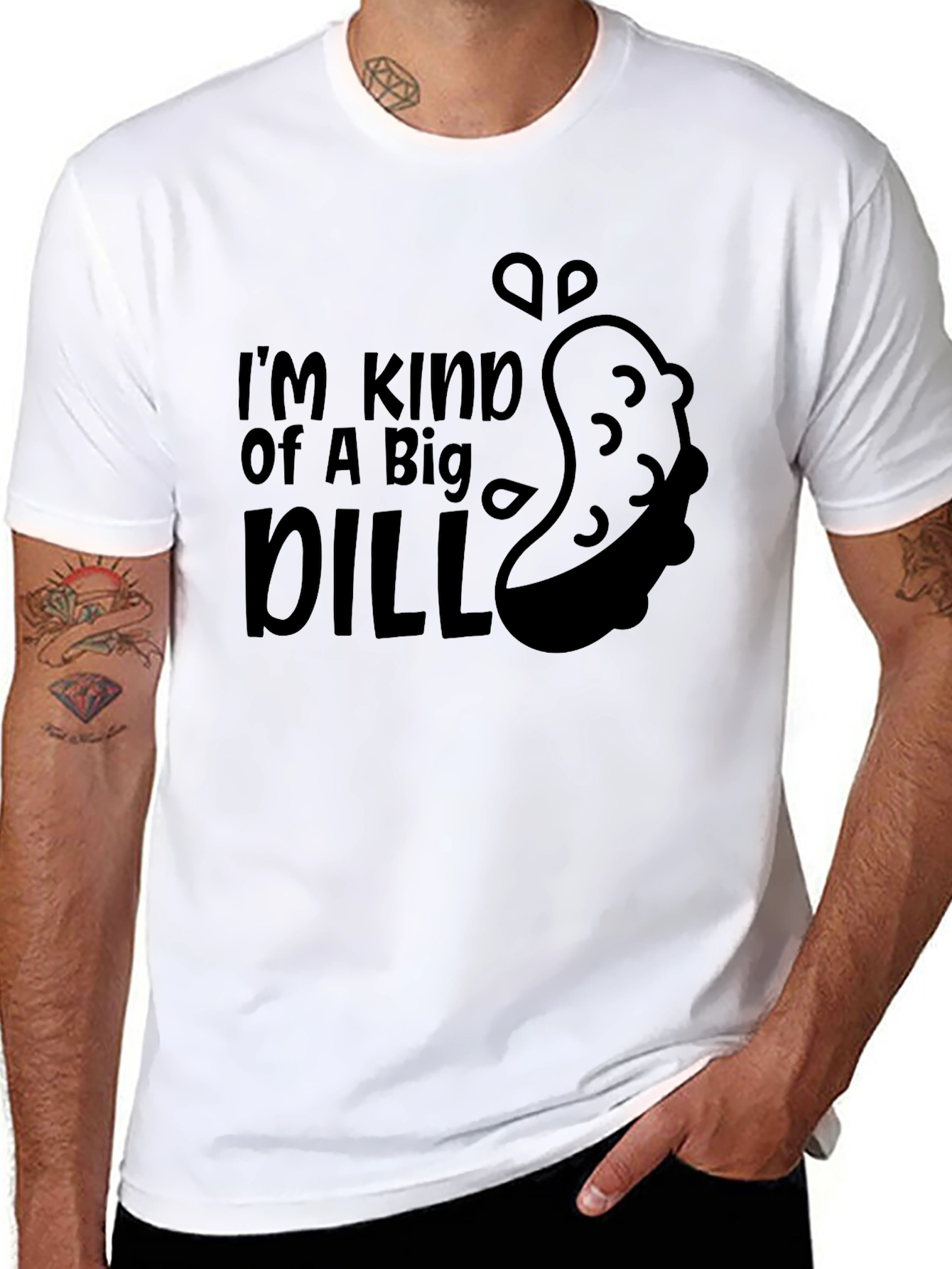Black I'm Kind of A Big Dill Funny Pickle Humor Graphic Tee view 8