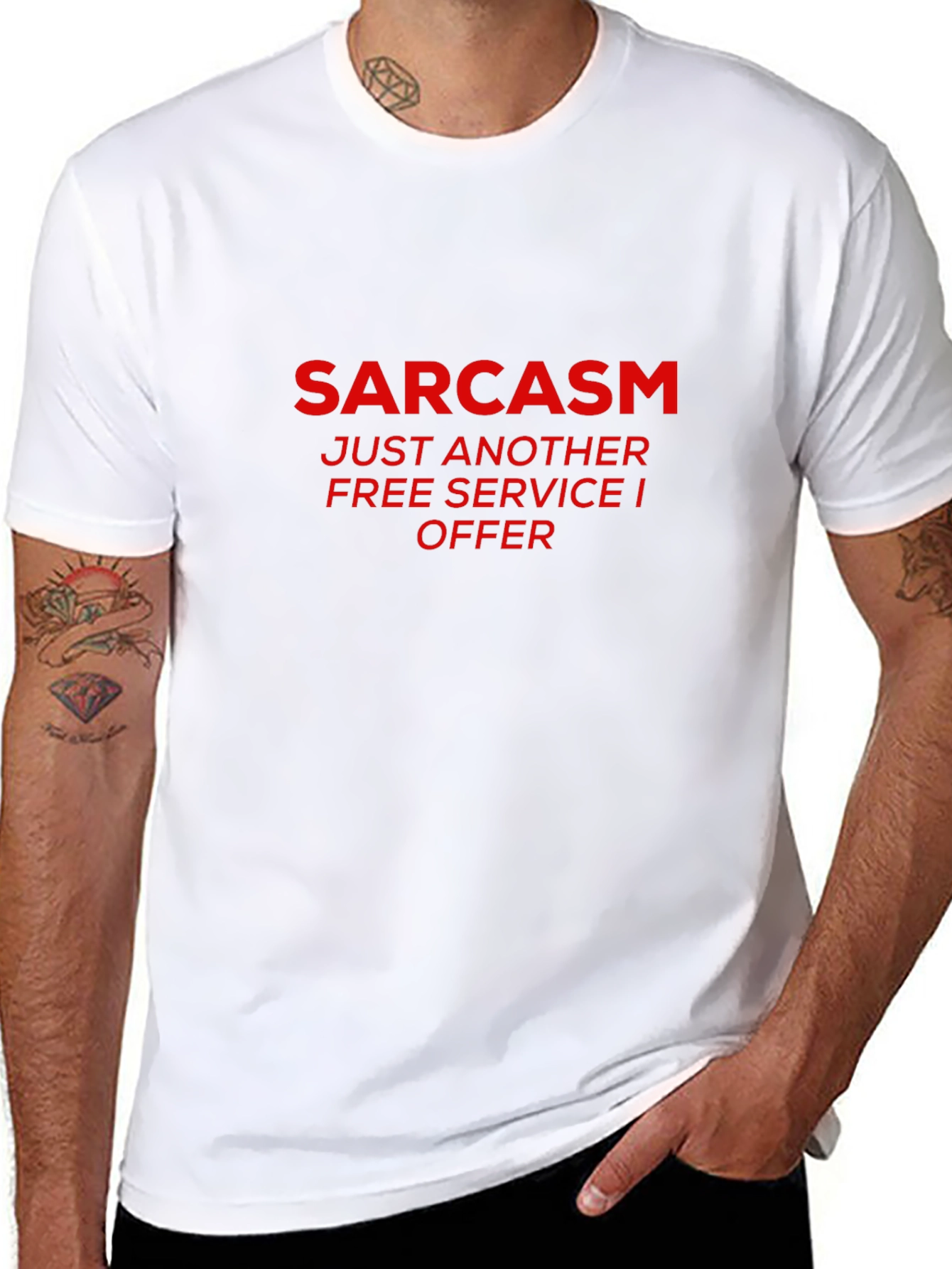 Black Sarcasm Free Service Black Graphic T-Shirt view 8