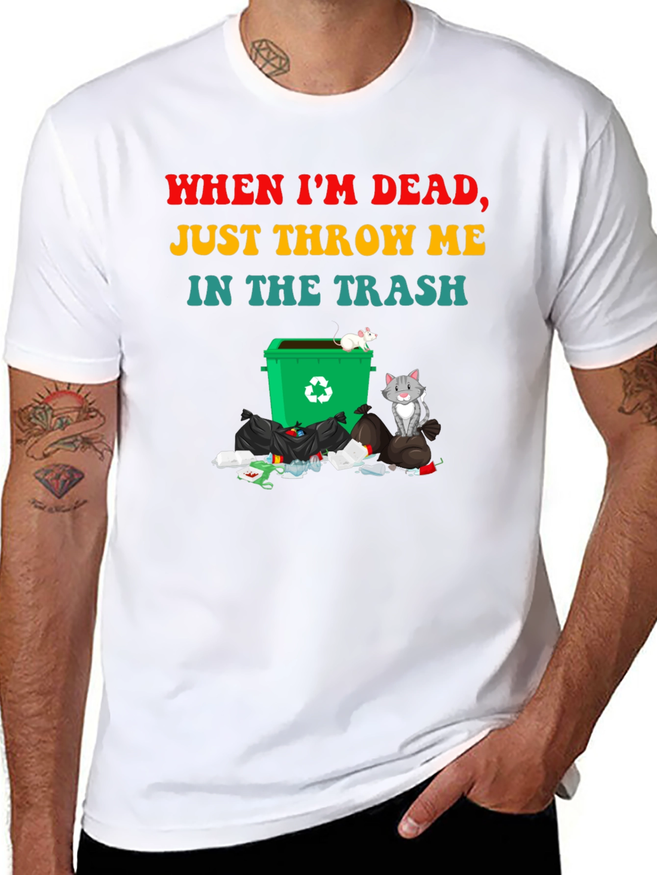 Black Humorous "Throw Me in the Trash" Graphic Tee view 8