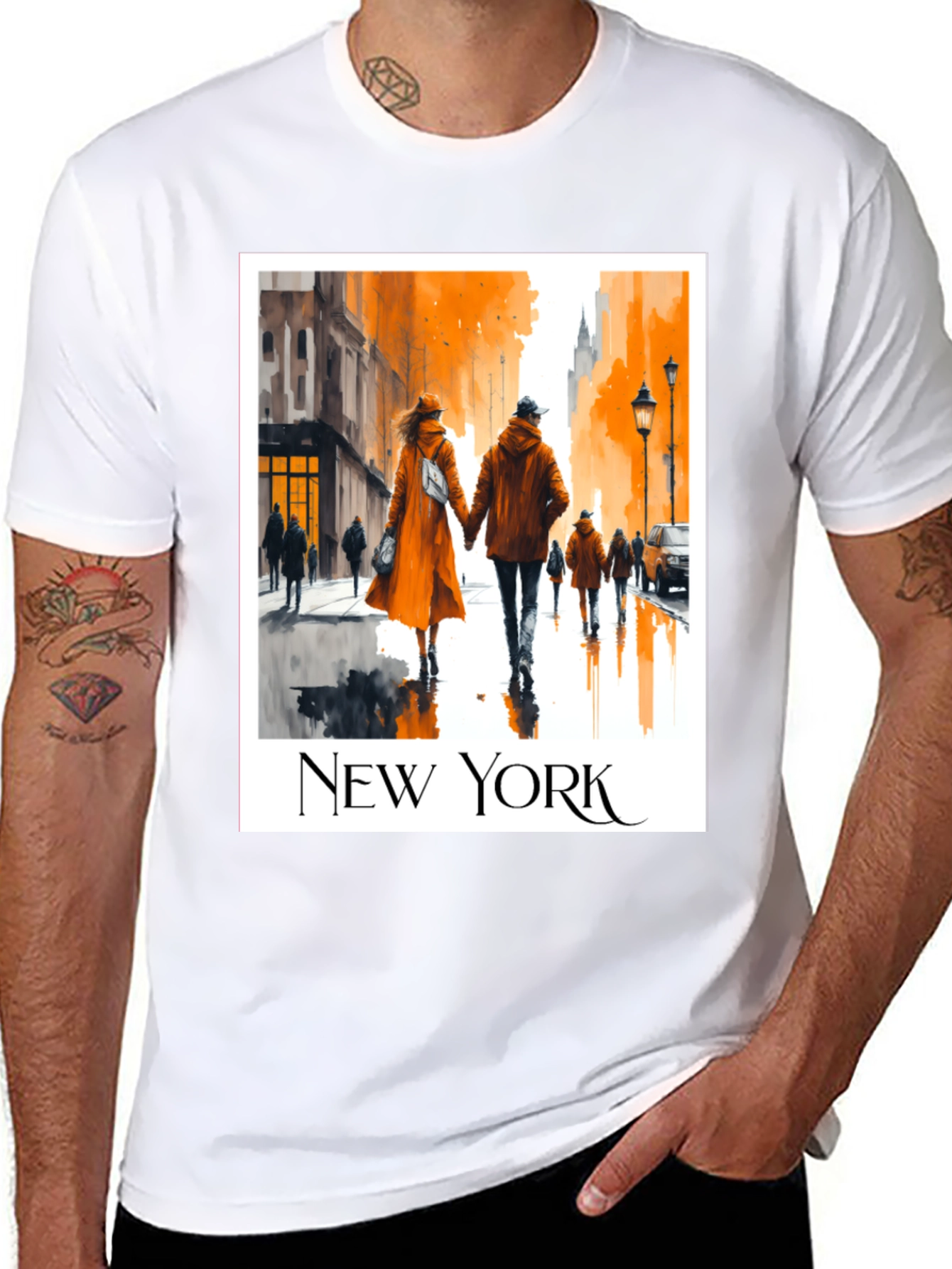 Black New York City Couple T-Shirt view 8