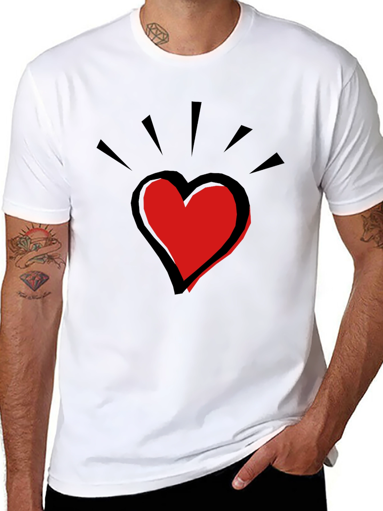 Black Heart Graphic Tee - Men's Black Casual Shirt view 8