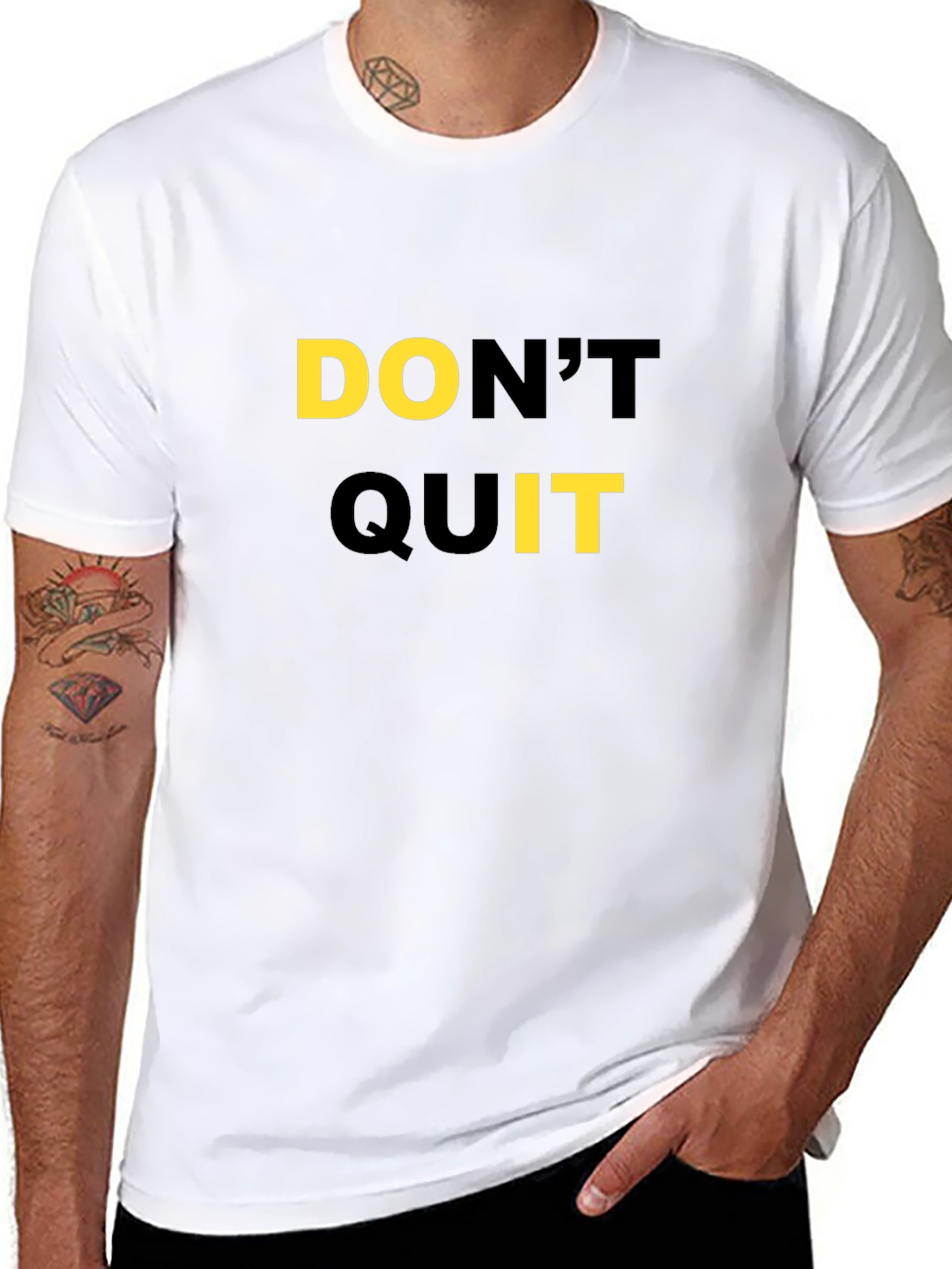 Black Motivational Don't Quit Black T-Shirt view 8