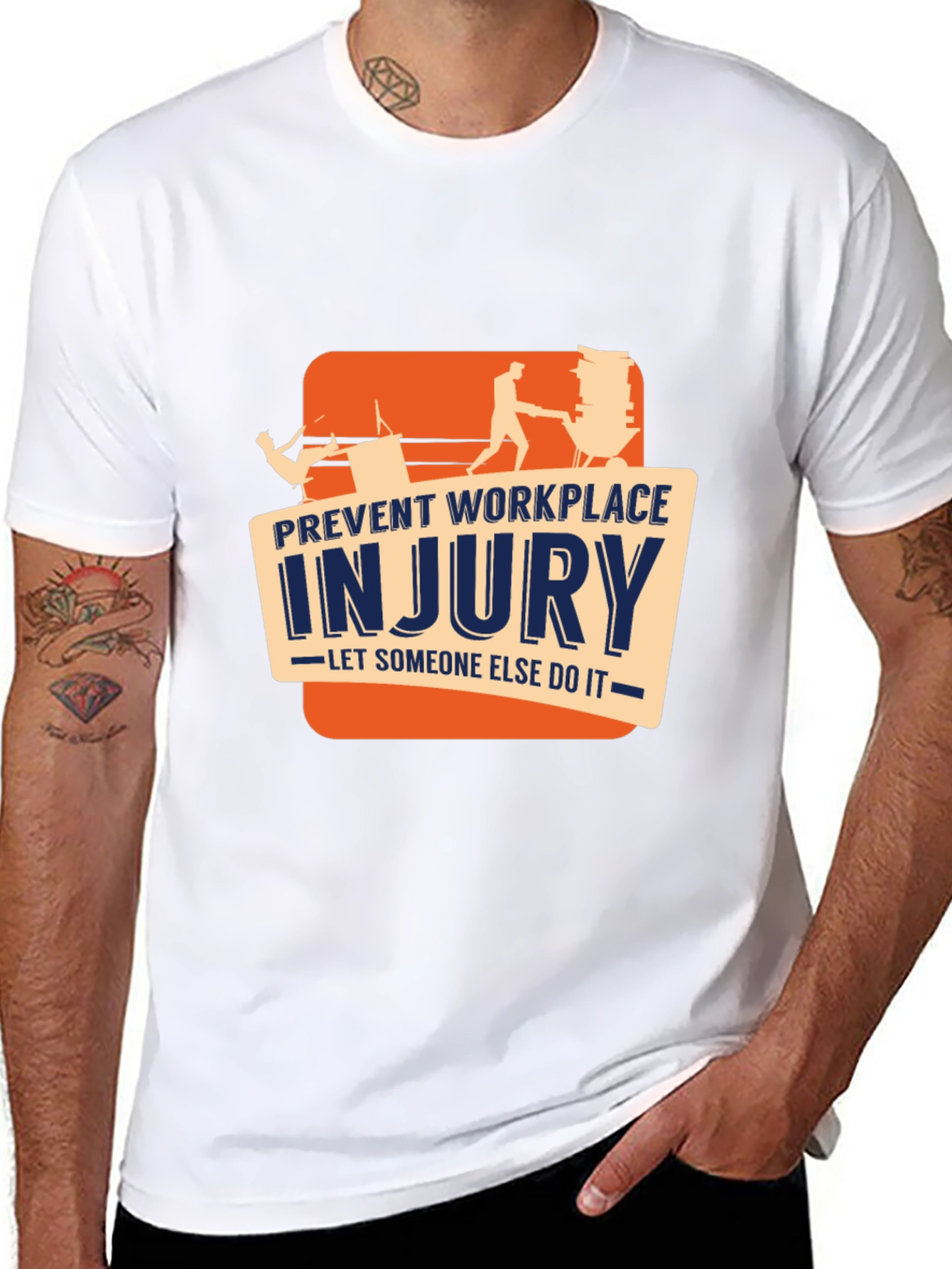 Black Prevent Workplace Injury Graphic Tee view 8