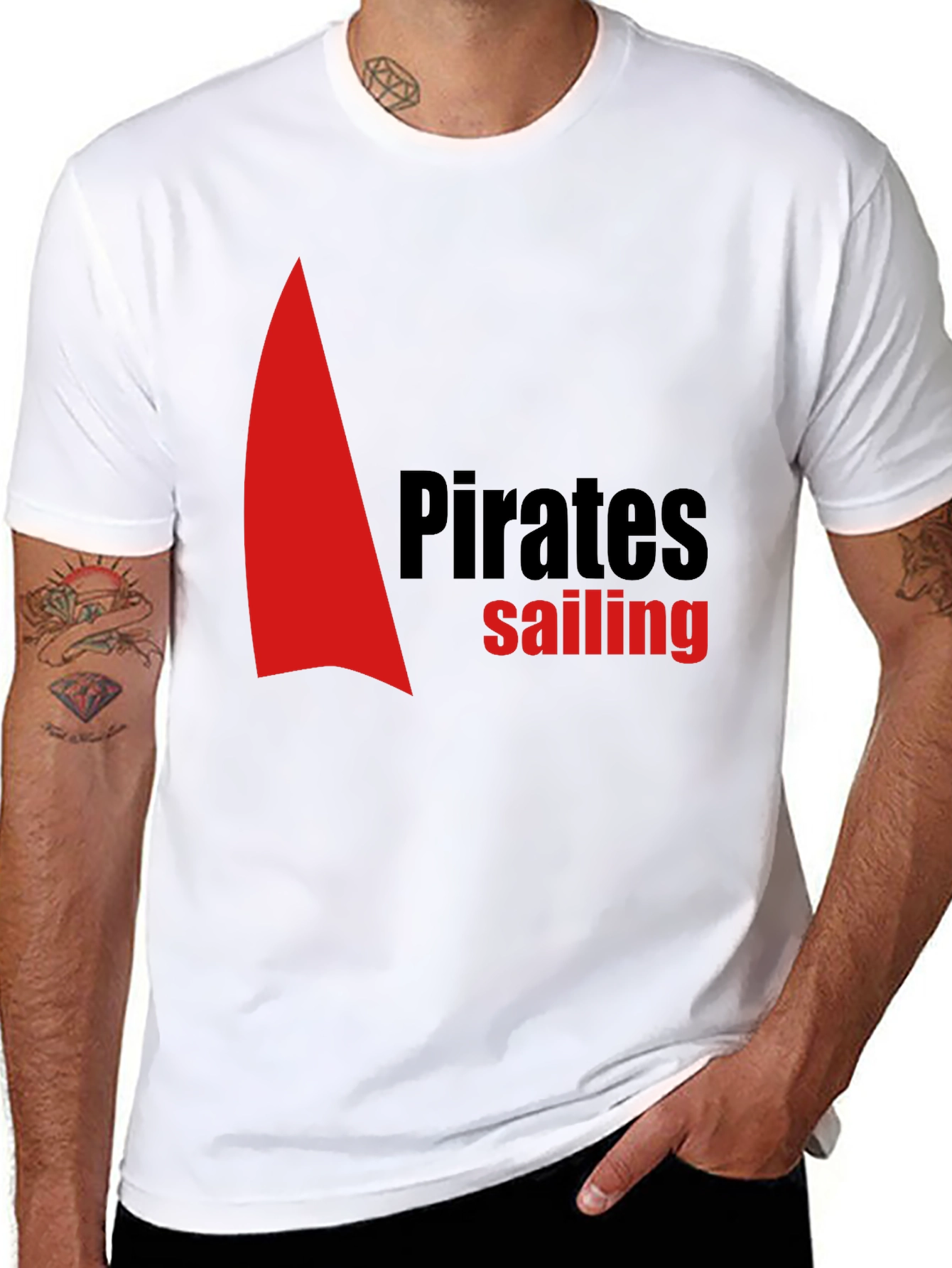 Black Pirates Sailing Black Cotton T-Shirt view 8