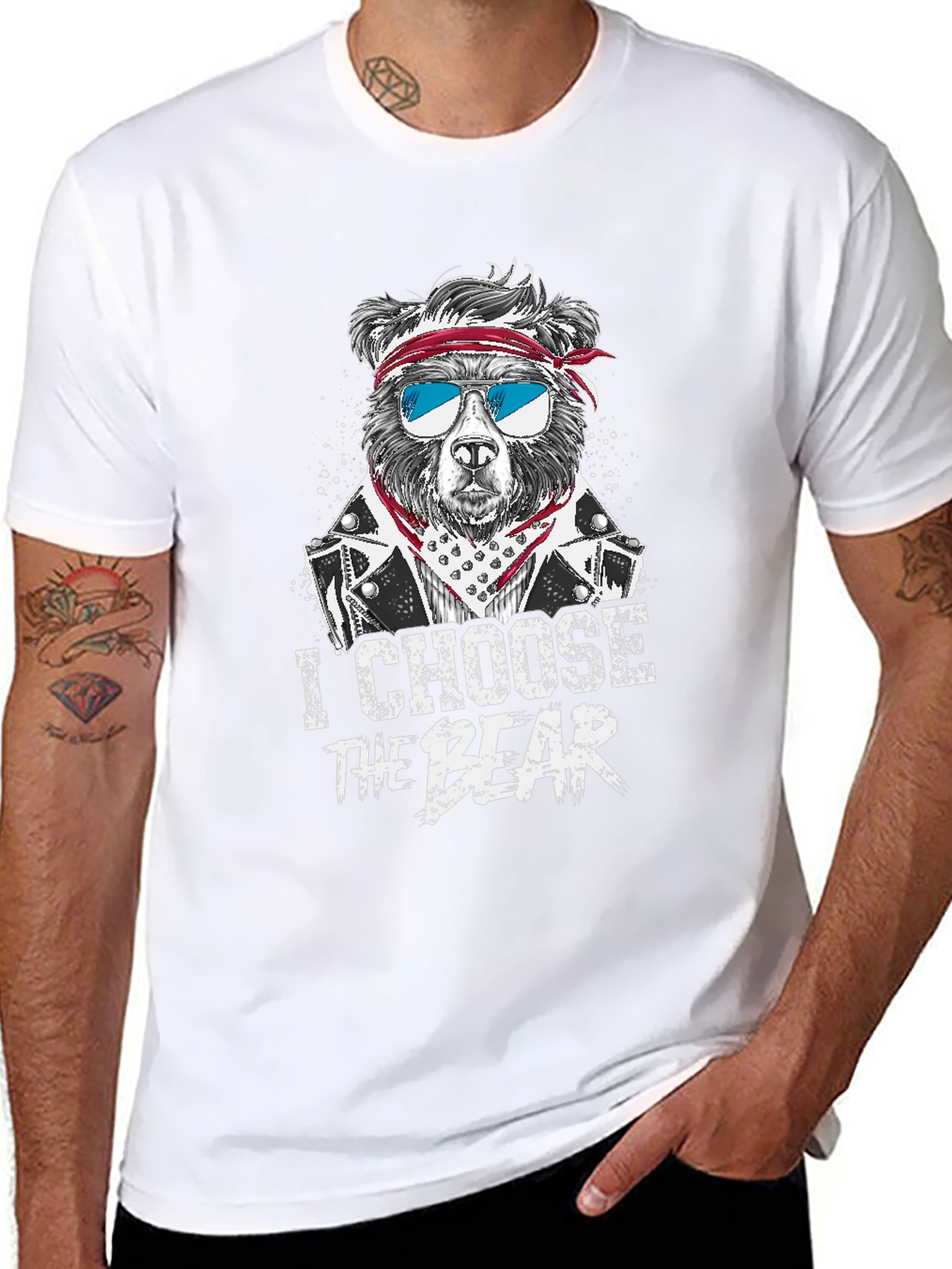 Black I Choose The Bear T-Shirt - Graphic Tee for Men view 8