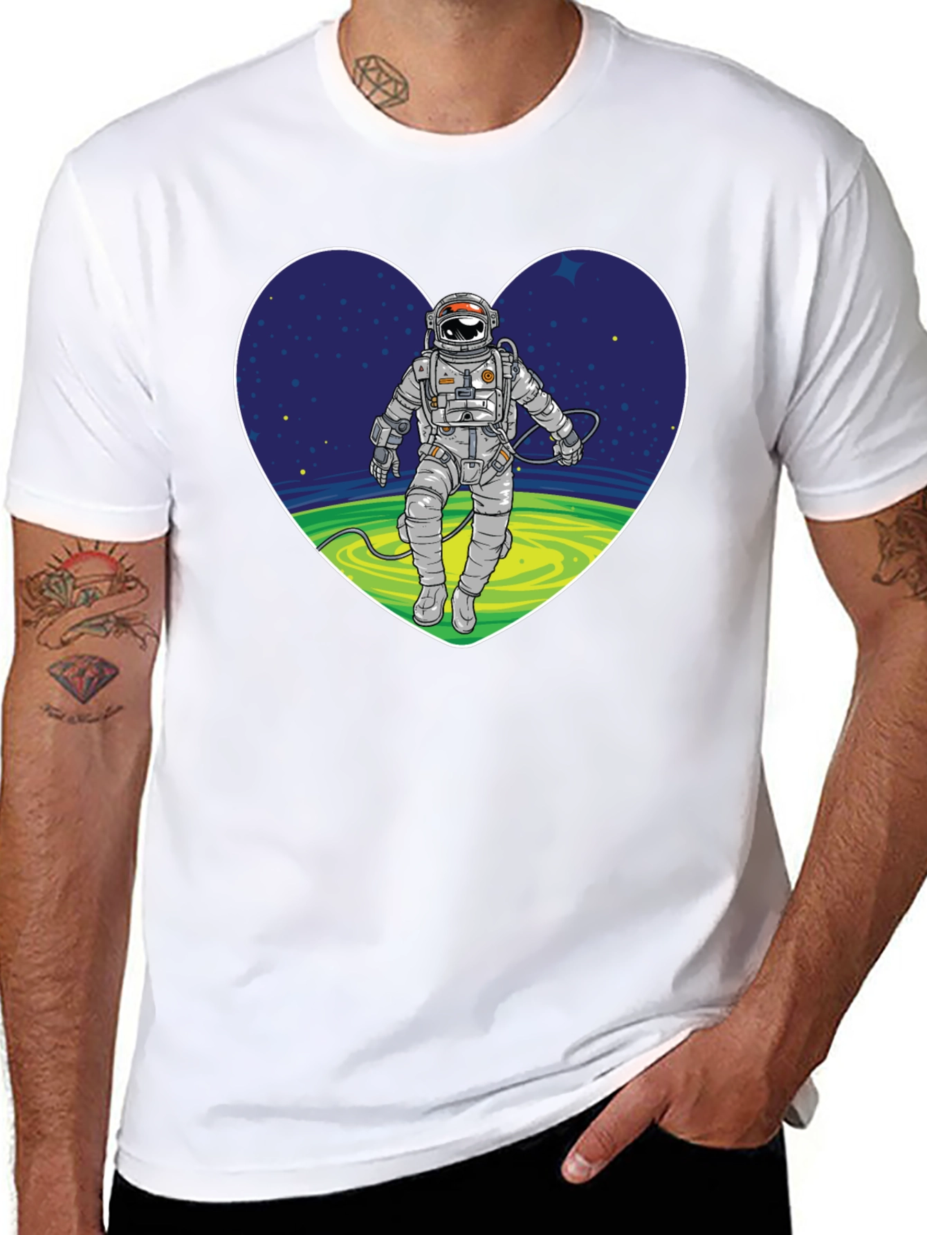 Black Astronaut in Heart Graphic T-Shirt view 8