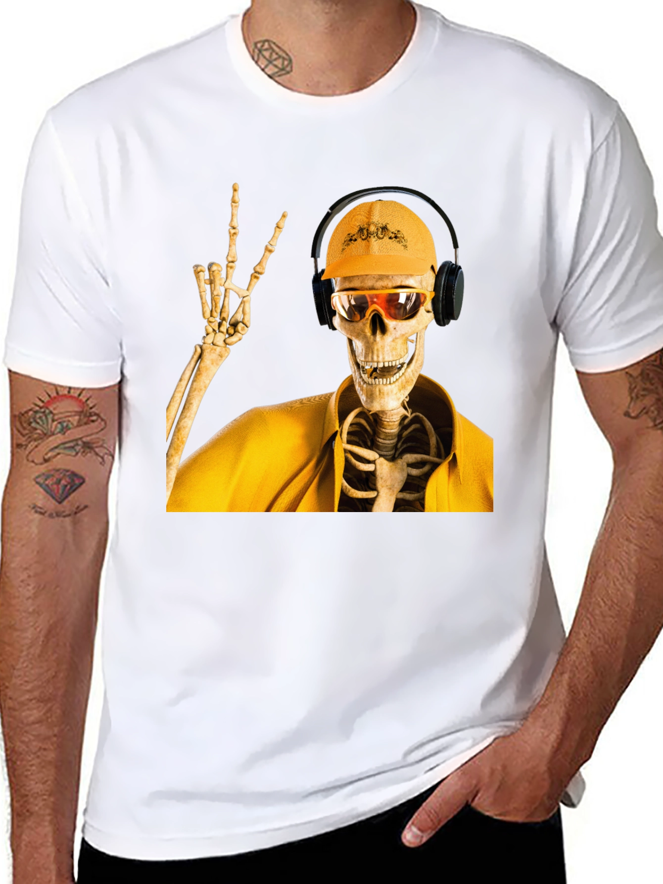 Black Construction Skeleton Graphic T-Shirt view 8