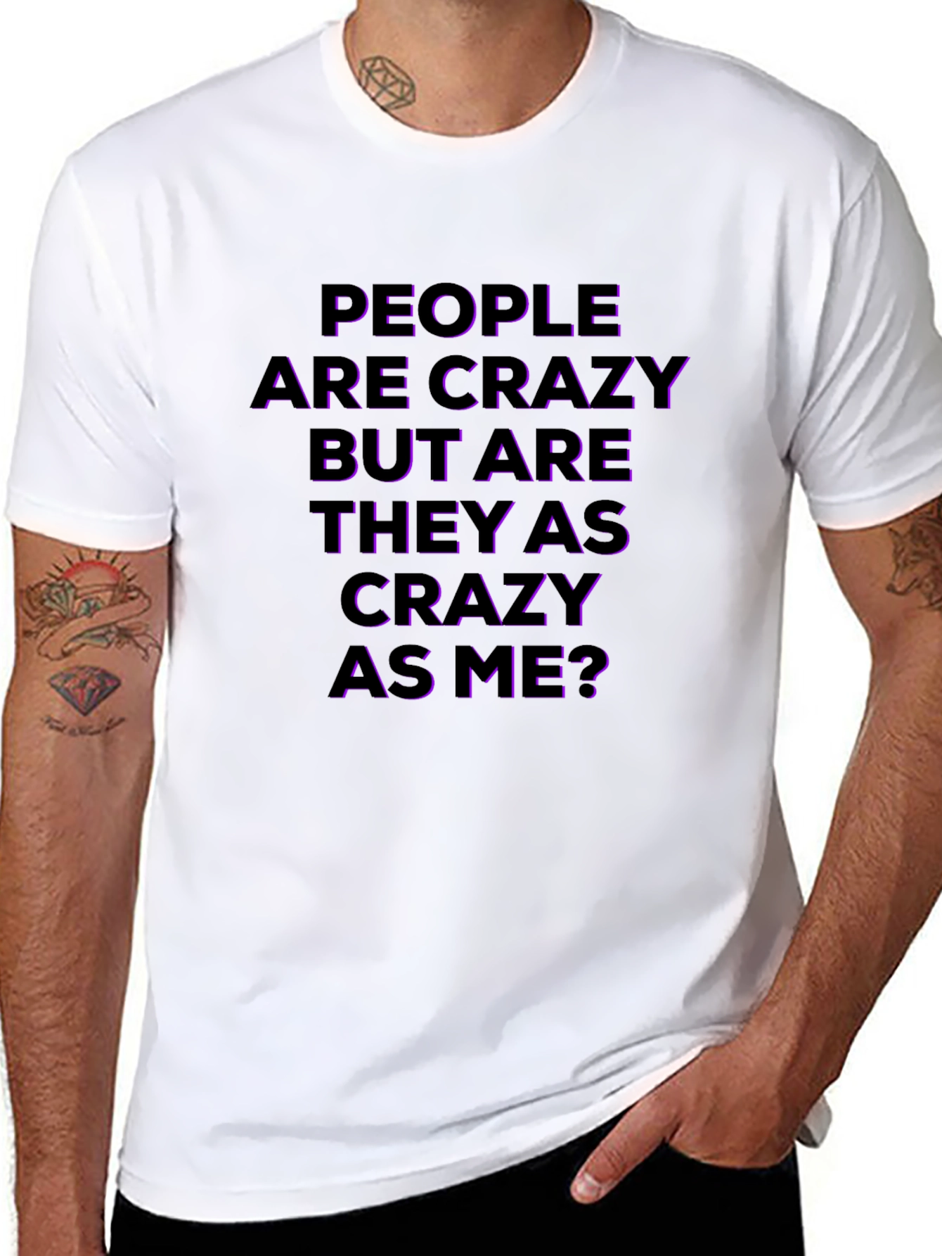 Black Crazy People T-Shirt - Funny Slogan Tee view 8