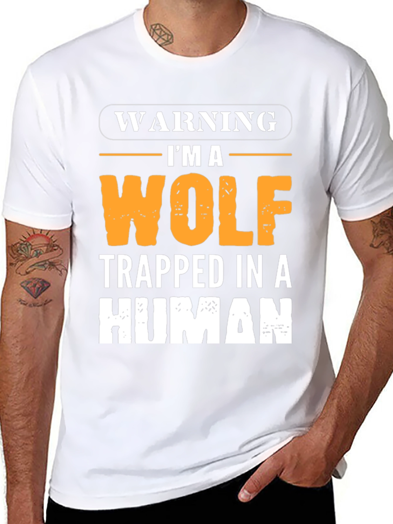 Black Warning I'm a Wolf Trapped in a Human T-Shirt view 8