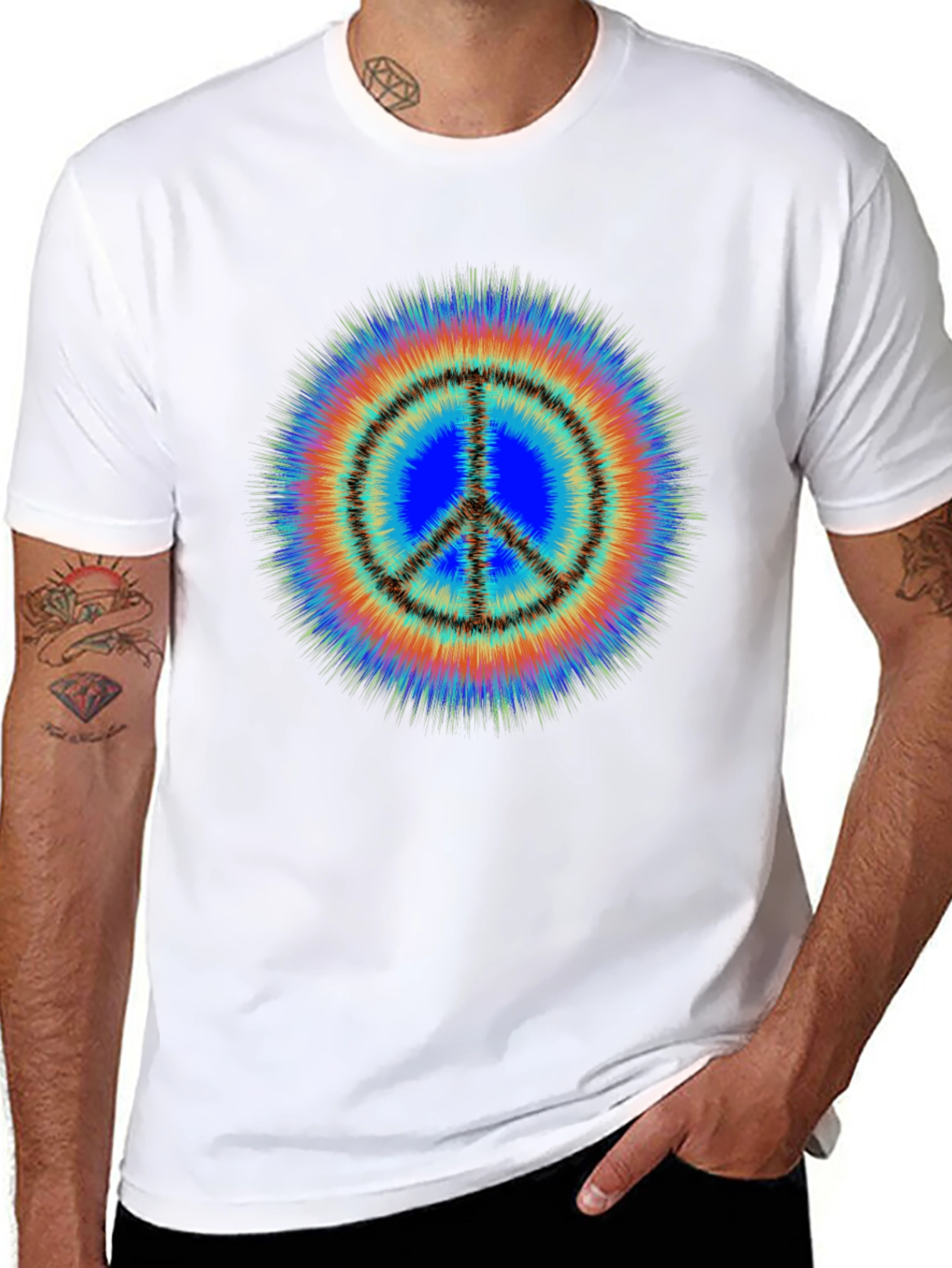 Black Retro Peace Sign Tie Dye T-Shirt - Groovy Style view 8