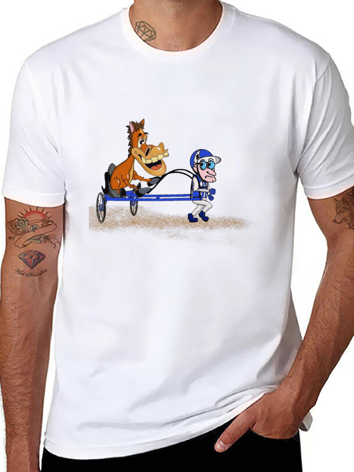 Black Cartoon Horse & Jockey Black T-Shirt view 8