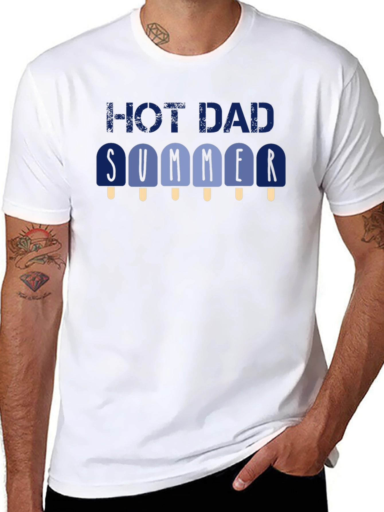 Black Hot Dad Summer Graphic T-Shirt - Black Crew Neck Tee view 8