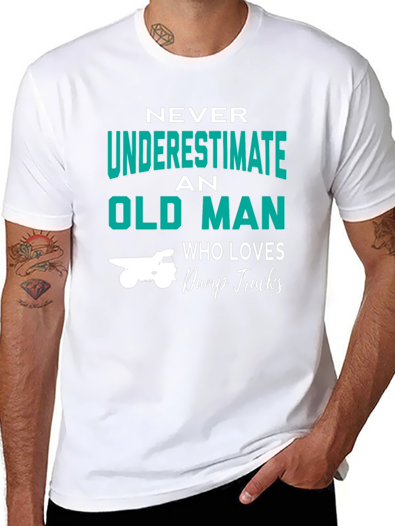 Black Never Underestimate Old Man Dump Trucks T-Shirt view 8