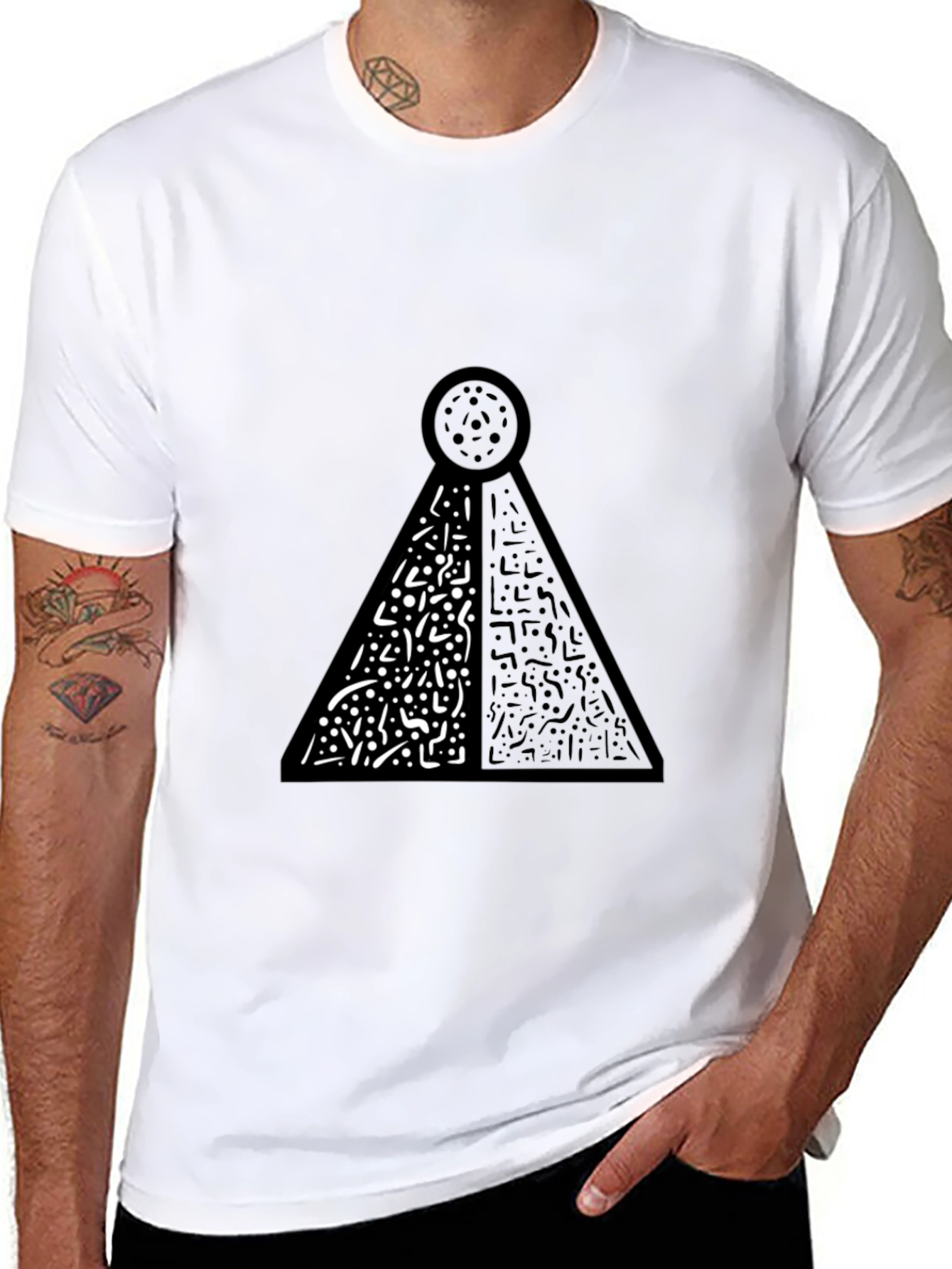 Black Abstract Graphic Print Black T-Shirt view 8