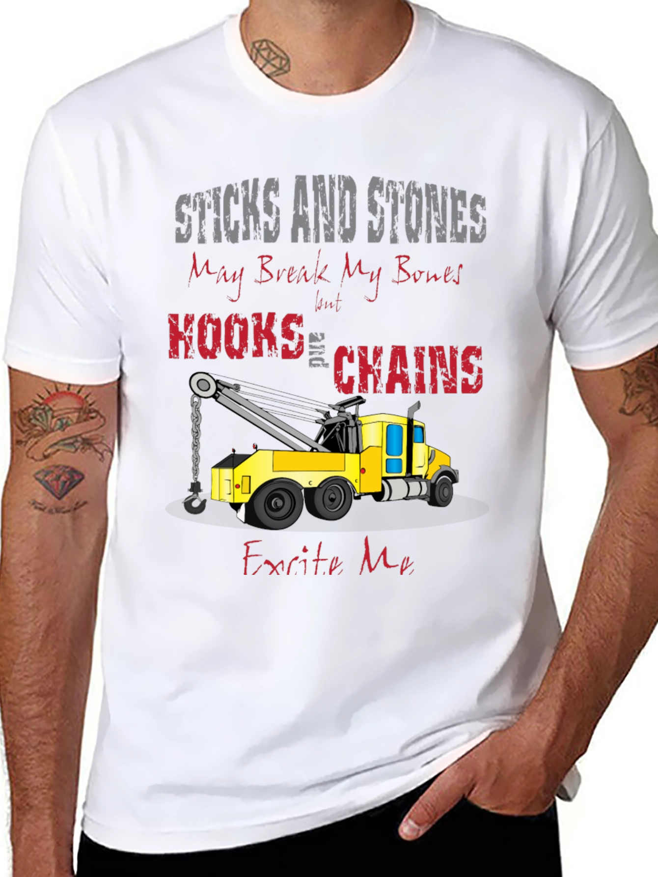 Black Sticks and Stones Tow Truck T-Shirt view 8
