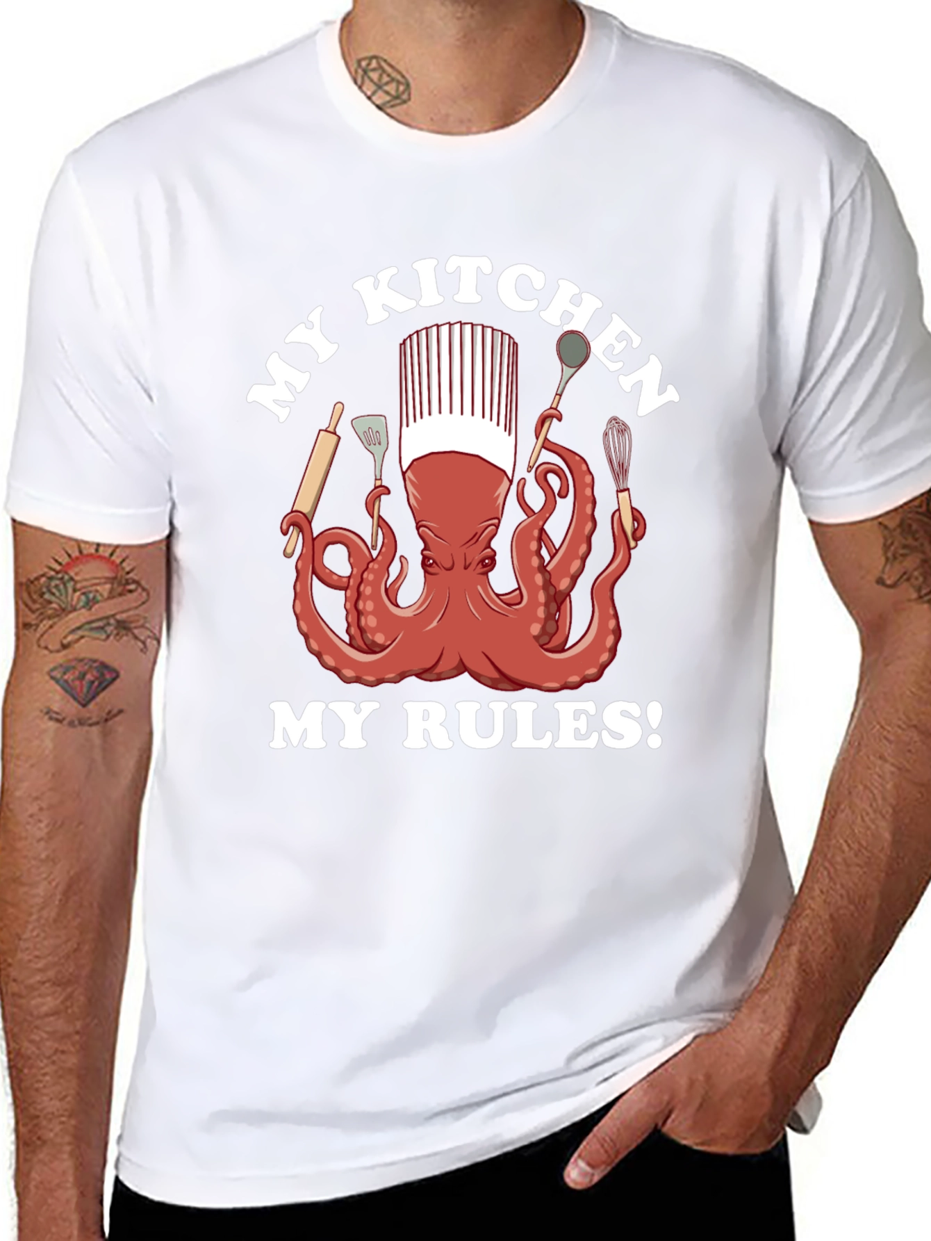 Black Chef Octopus Graphic T-Shirt - Kitchen Rules view 8