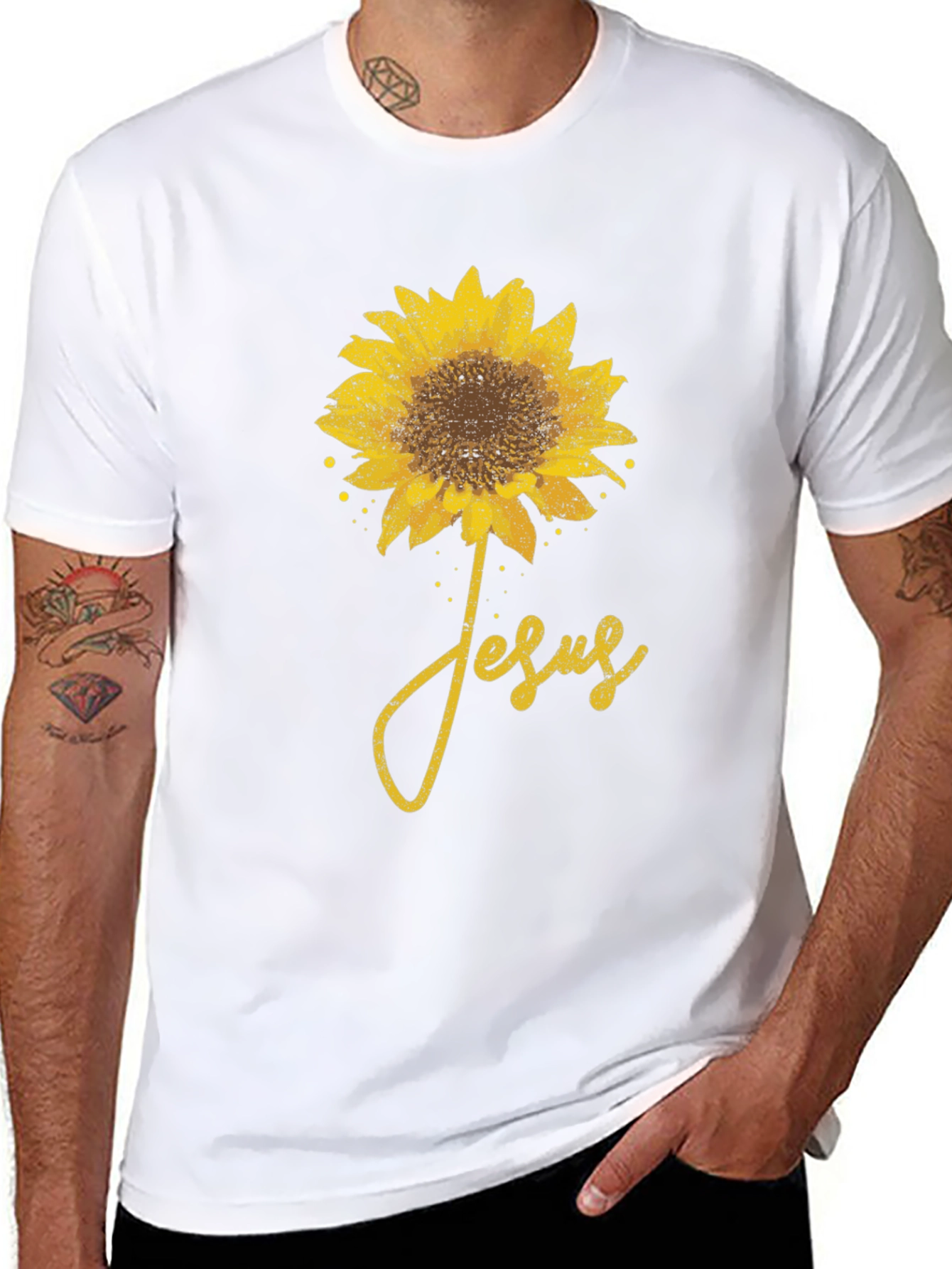 Black Sunflower Jesus Graphic T-Shirt view 8
