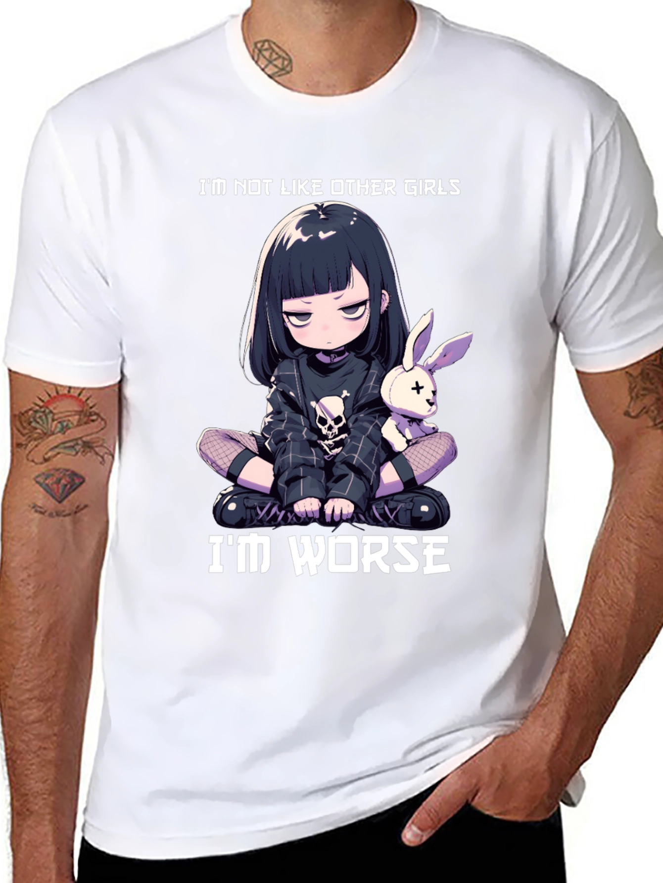 Black Edgy Anime Girl T-Shirt - I'm Not Like Other Girls - I'm Worse view 8