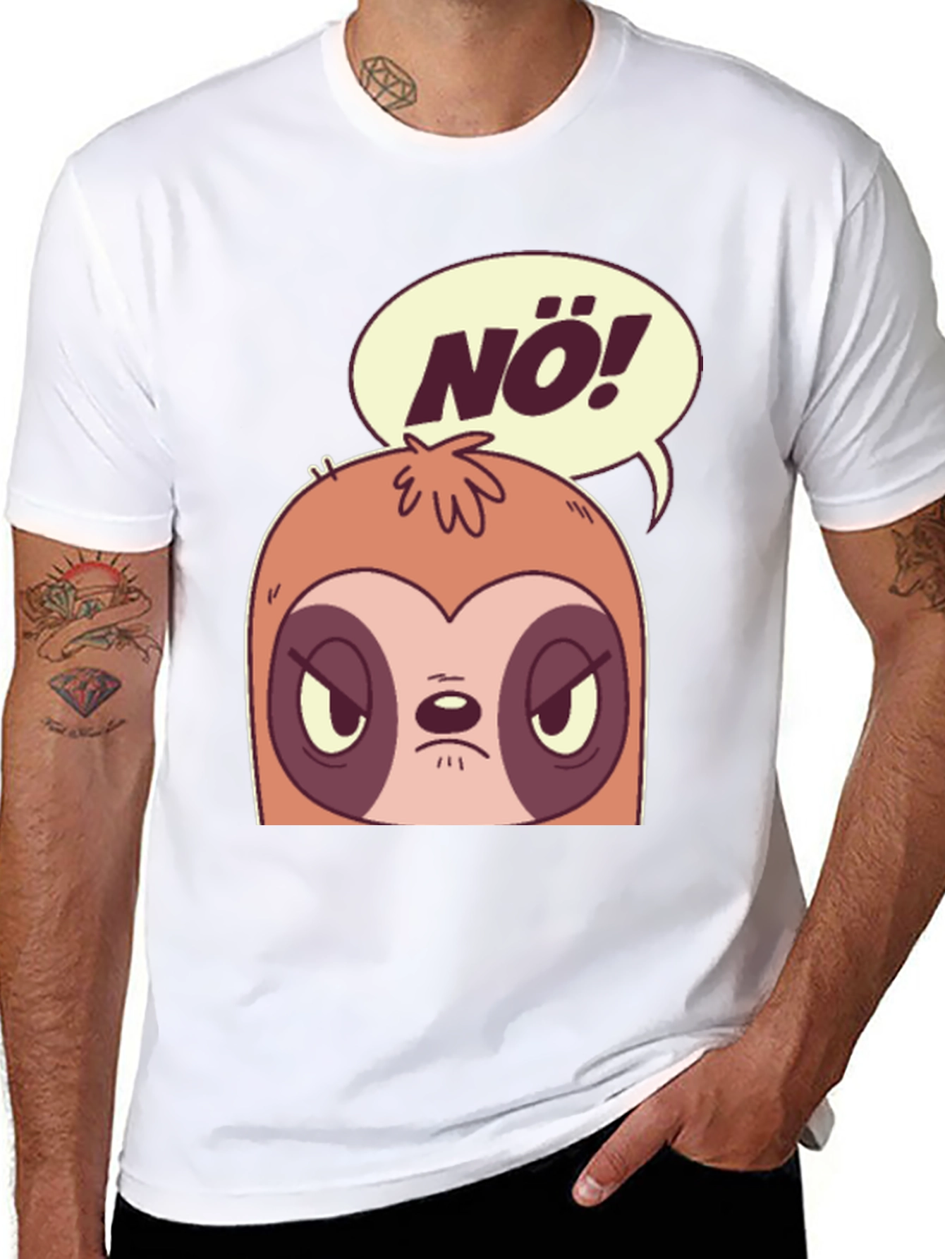 Black Nö Sloth Graphic Tee - Funny Novelty T-Shirt view 8