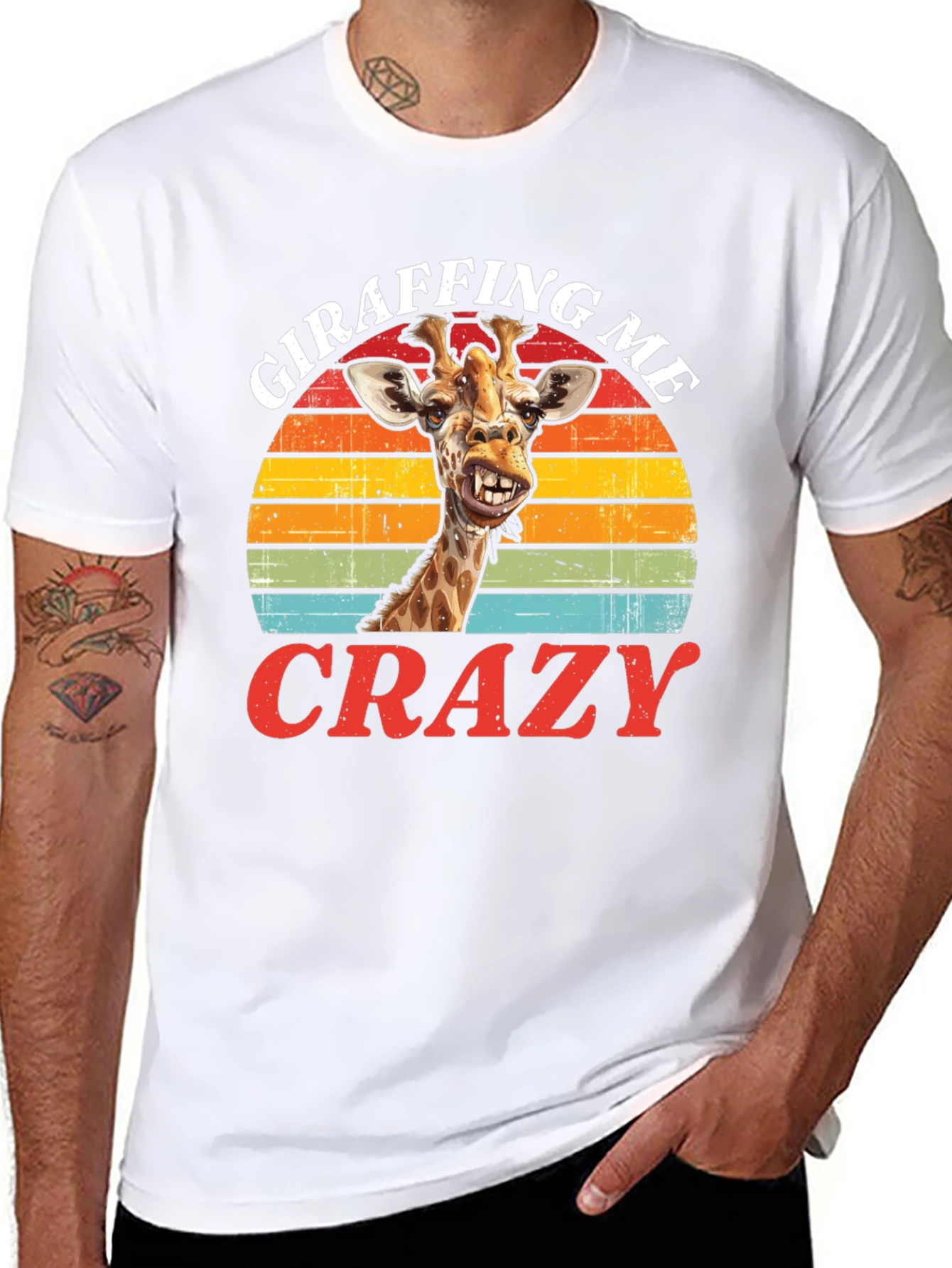 Black Giraffing Me Crazy Graphic Tee - Fun Giraffe T-Shirt view 8