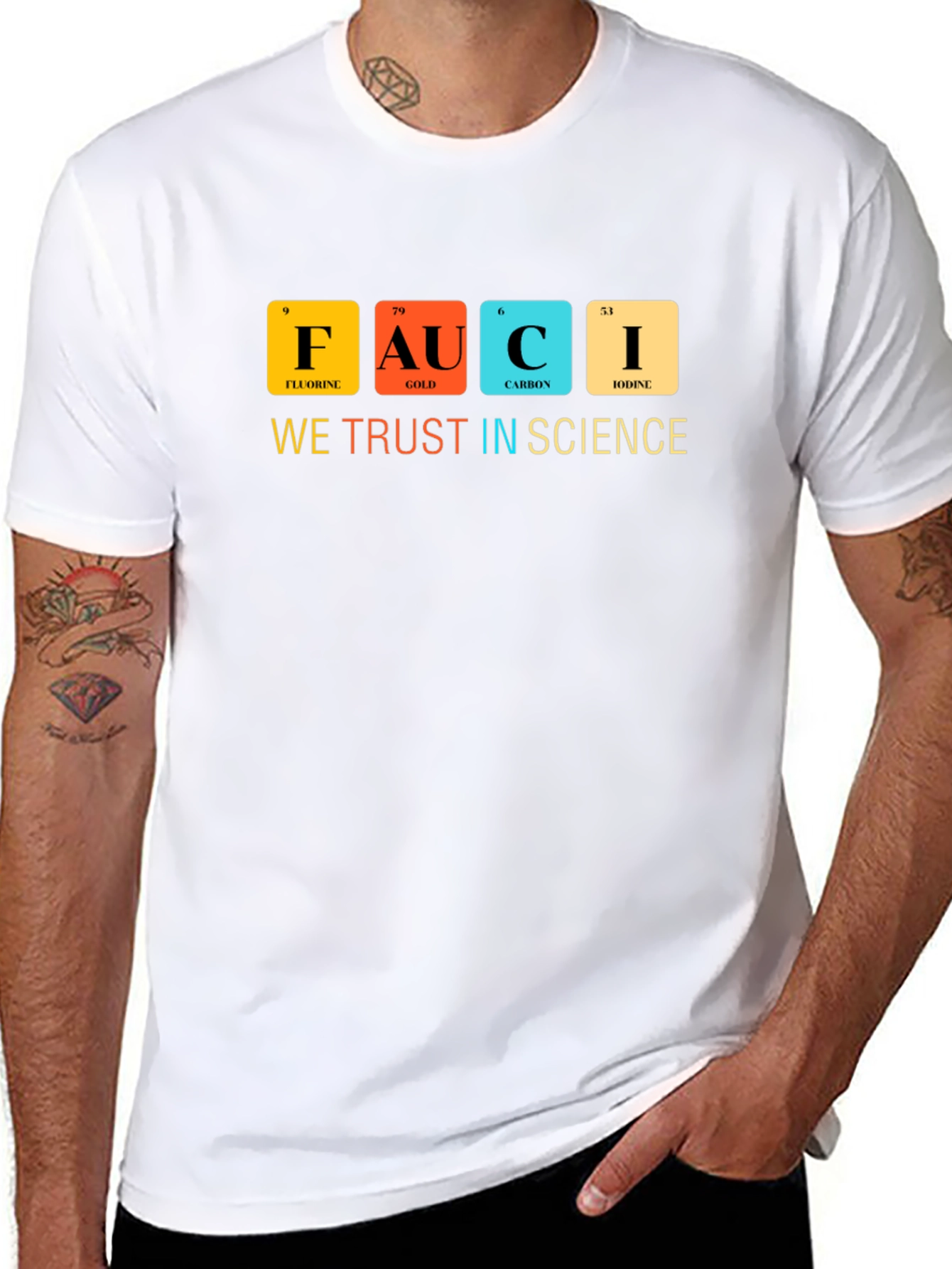 Black We Trust in Science Fauci Periodic Table Black T-Shirt view 8