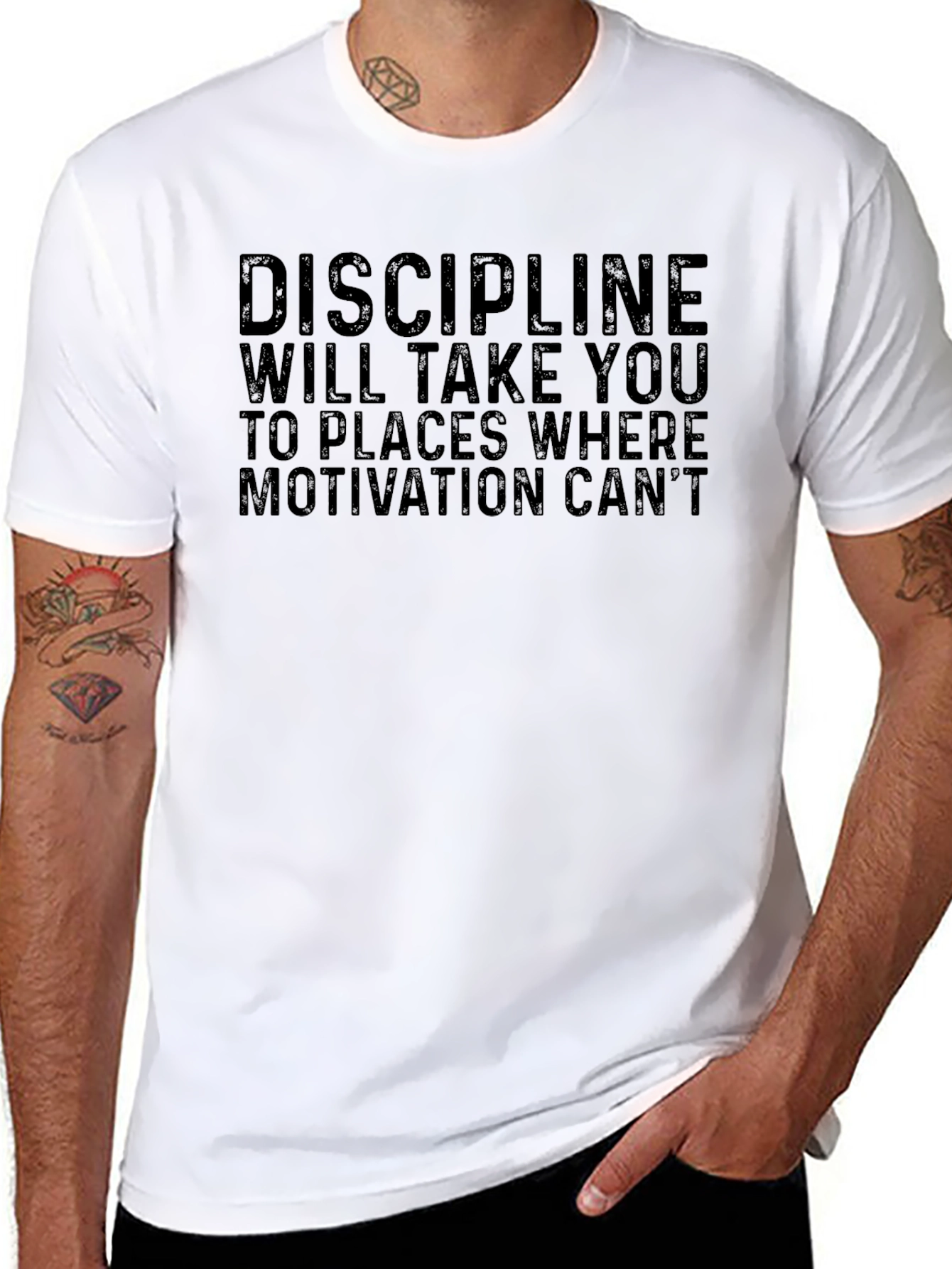 Black Discipline Motivation Graphic T-Shirt view 8