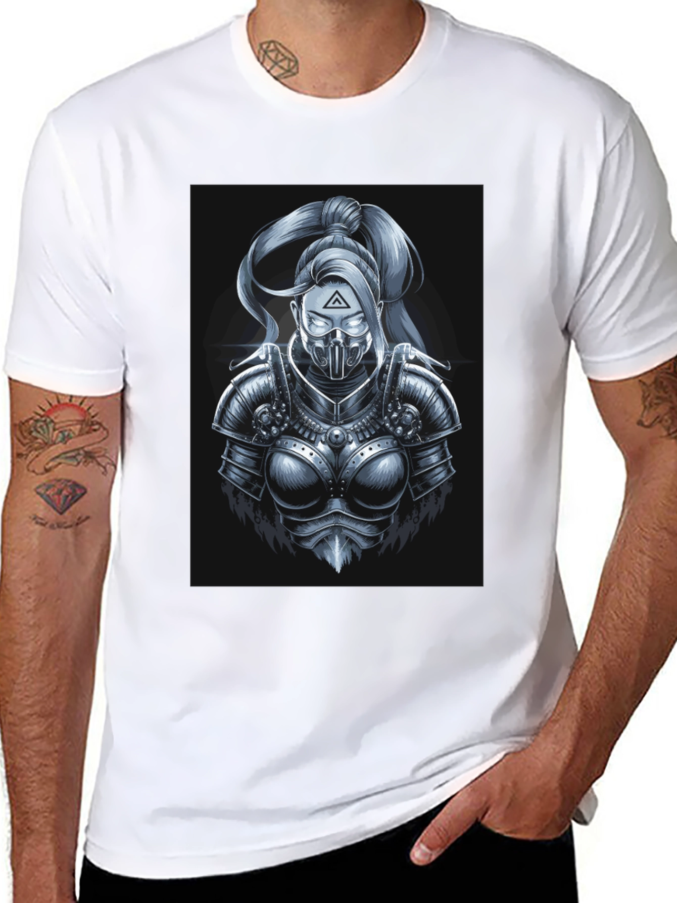 Black Futuristic Knight T-Shirt - Black view 8
