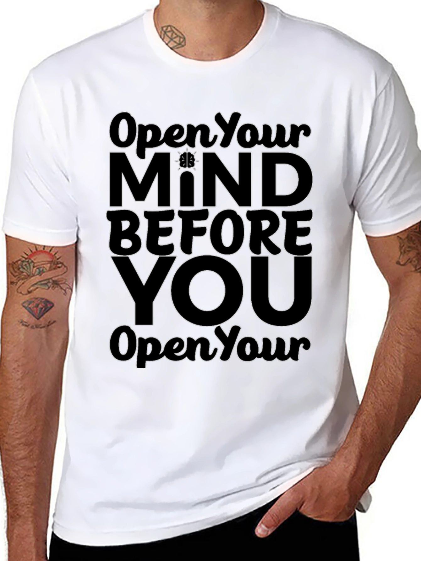 Black Open Your Mind Graphic T-Shirt view 8