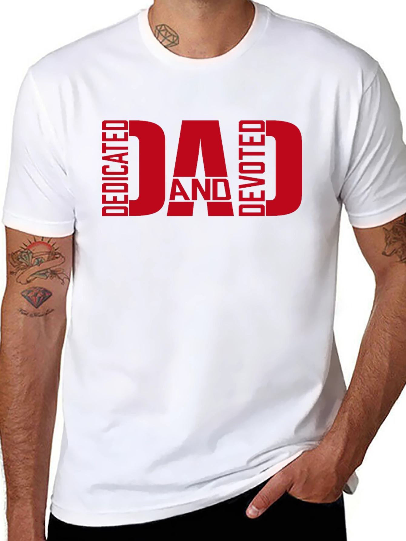 Black Dedicated and Devoted Dad T-Shirt view 8