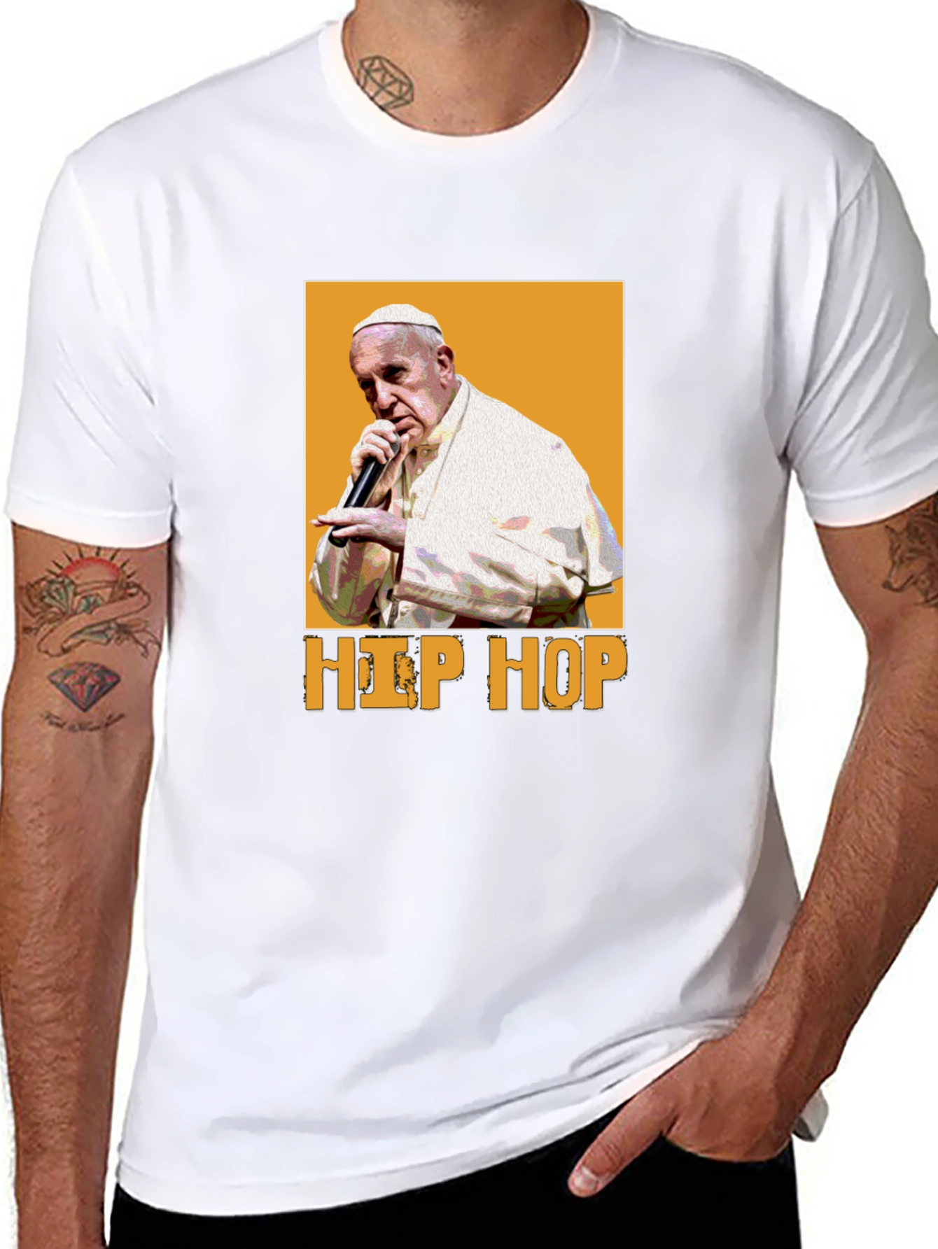 Black Hip Hop Pope T-Shirt - Black view 8