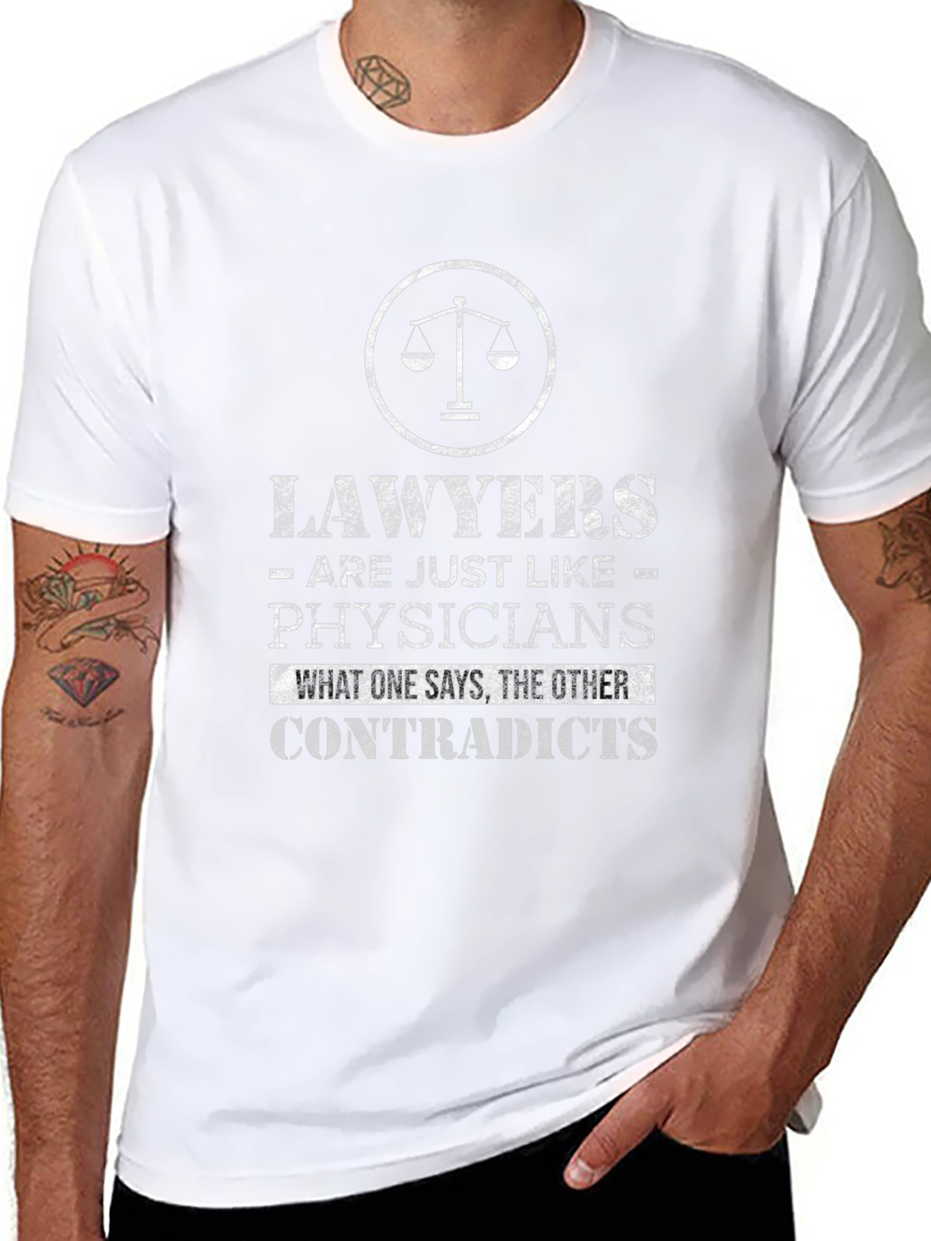 Lawyers vs Physicians Graphic Tee - Funny T-Shirt - 8