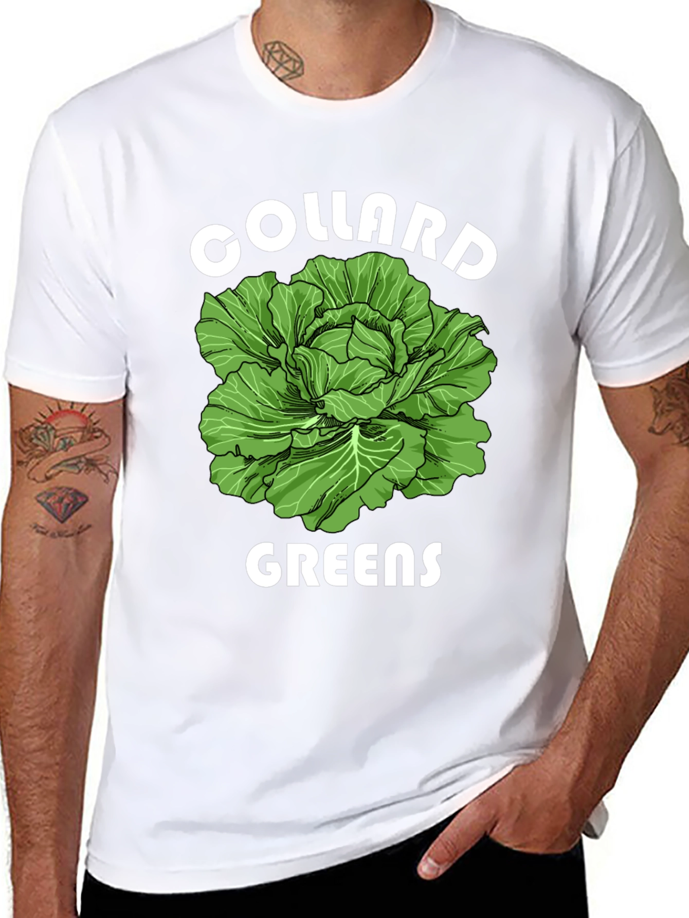 Black Collard Greens Graphic T-Shirt - Fresh Vegetable Tee view 8