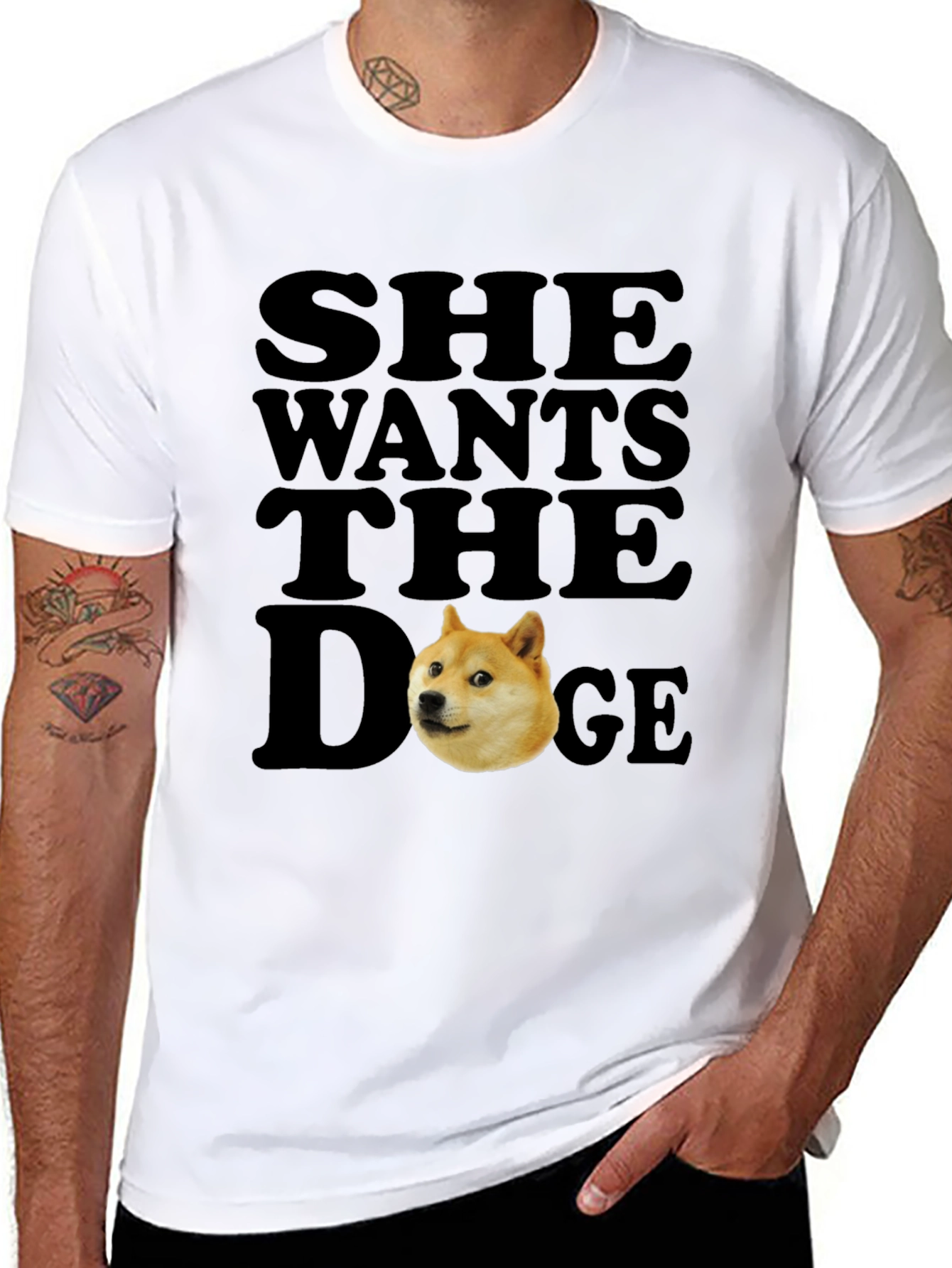 Black She Wants the Doge Meme T-Shirt view 8