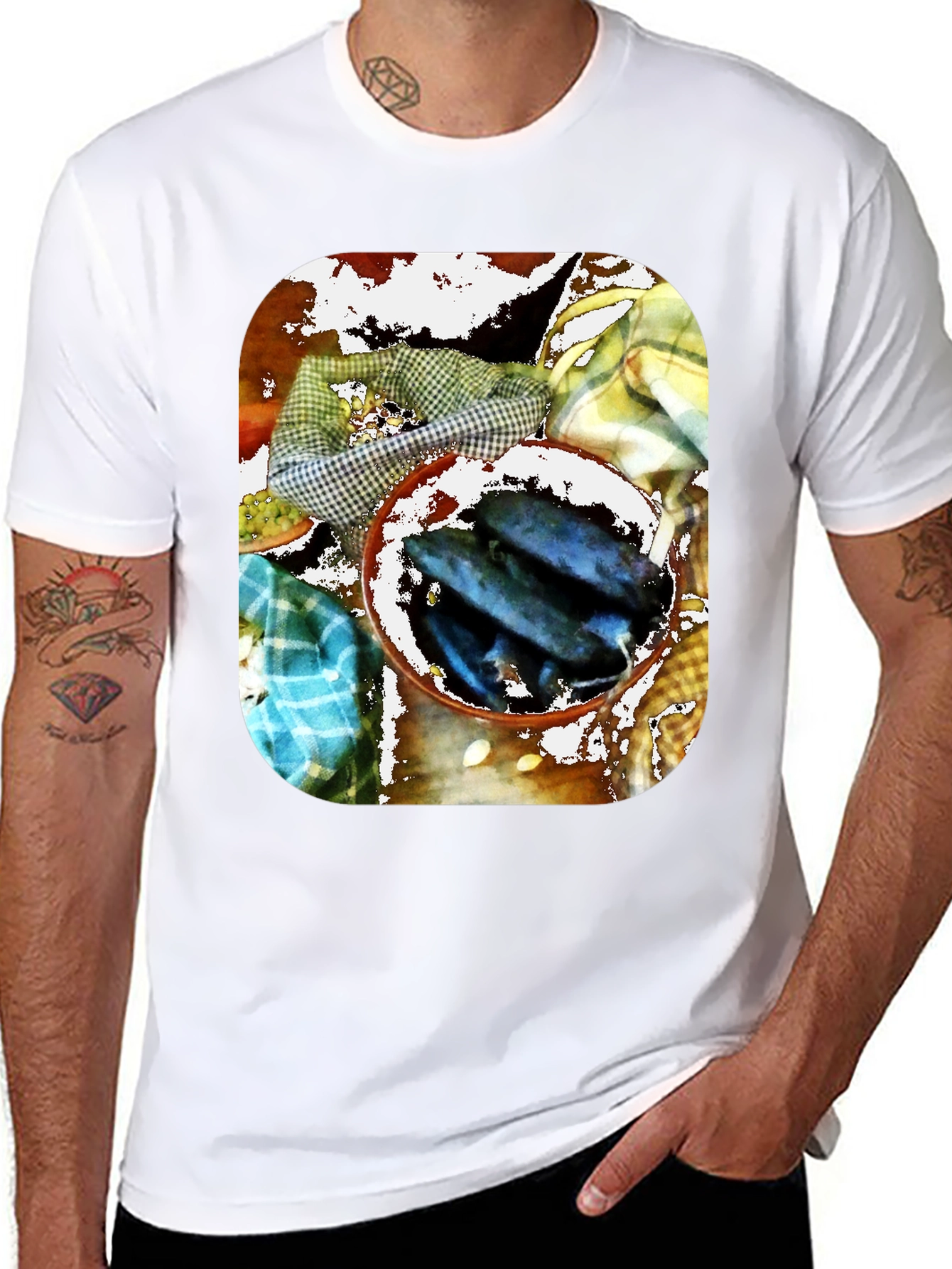Black Artistic Fish Bowl Graphic Tee - Unique Design view 8