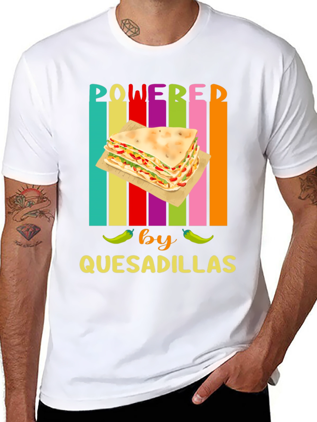 Black Powered by Quesadillas Graphic Tee view 8