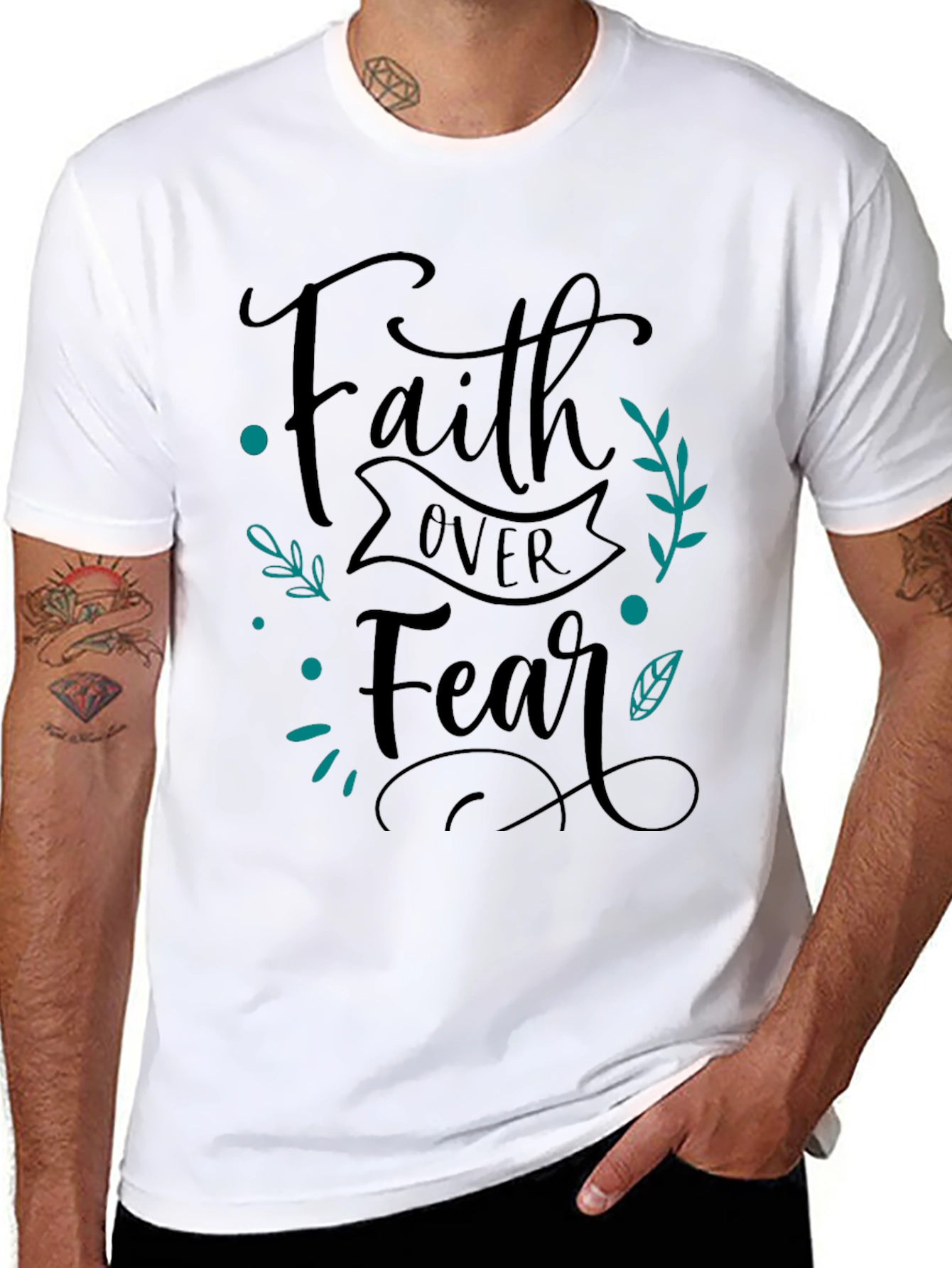 Black Faith Over Fear Graphic Tee - Unisex Black T-Shirt view 8