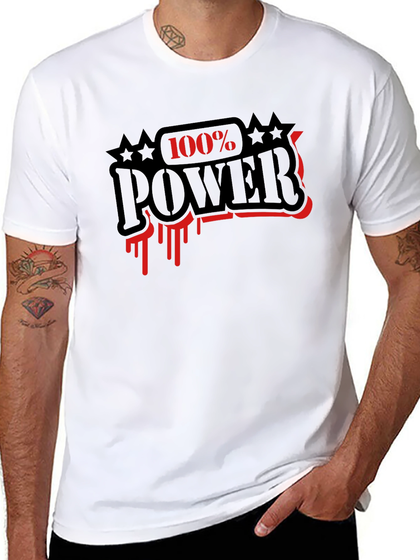 Black 100% Power Graphic T-Shirt - Black view 8