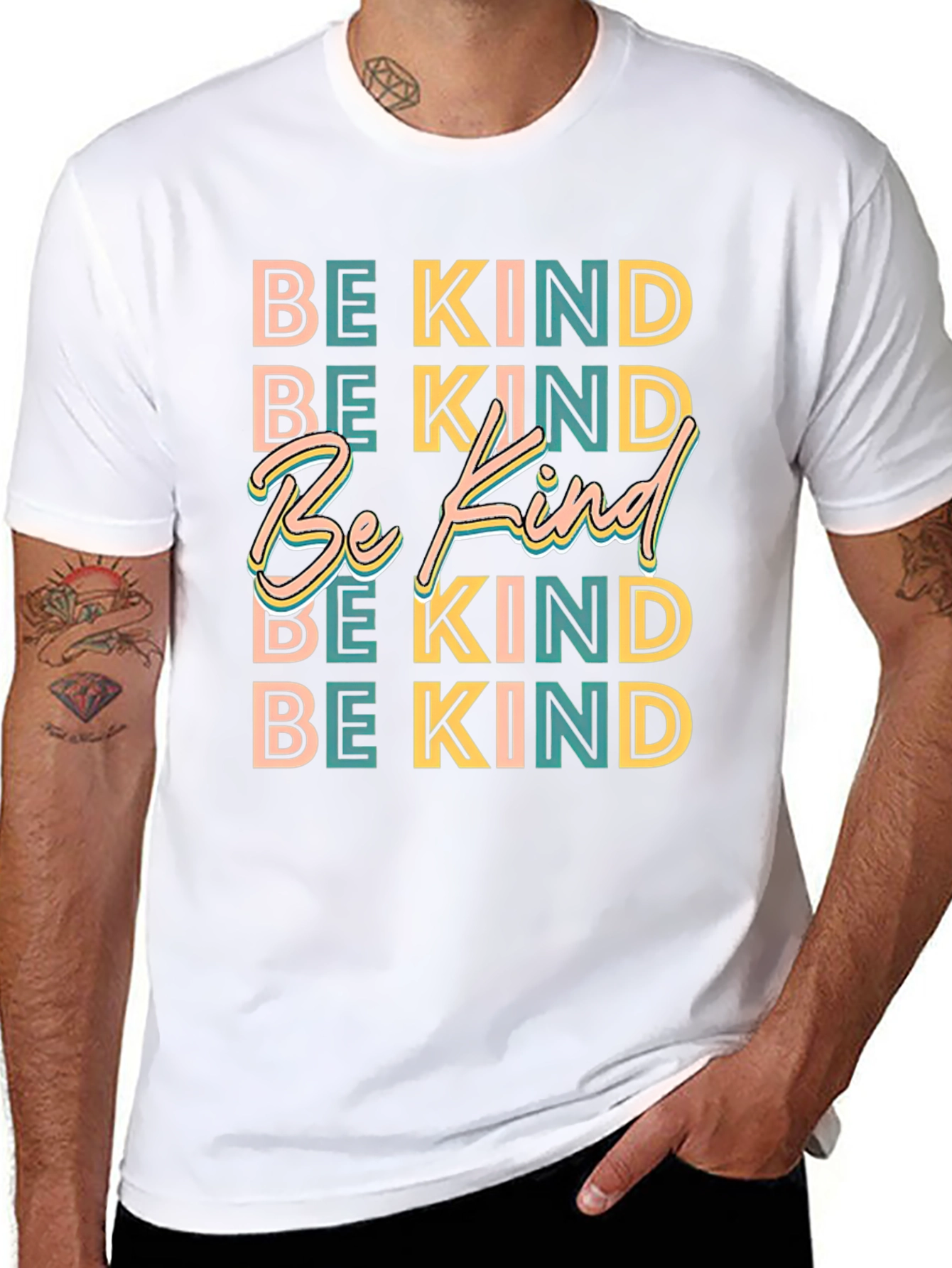 Black Be Kind Graphic Tee - Retro Style Kindness T-Shirt view 8