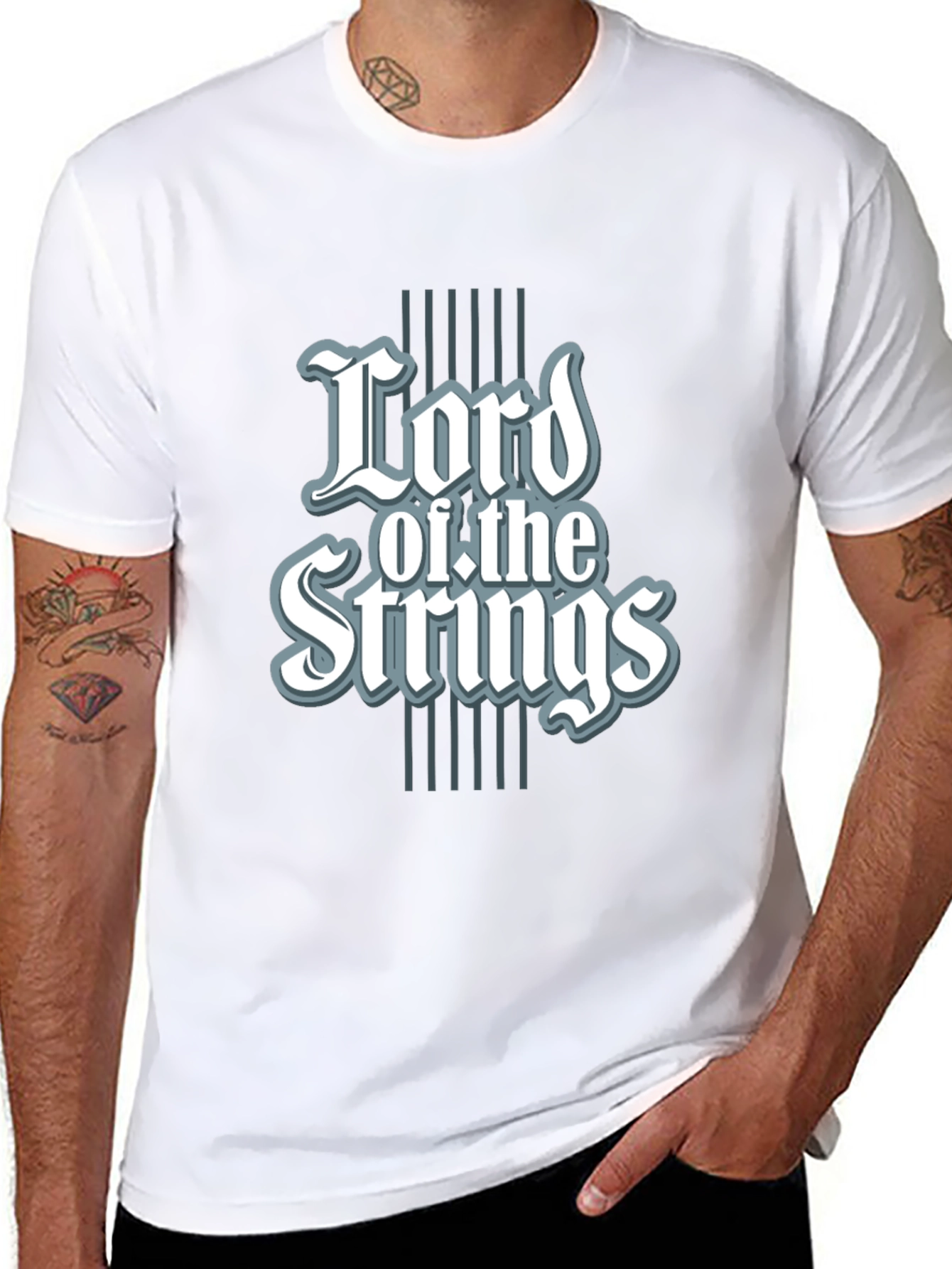 Black Lord of the Strings Graphic Tee - Black Cotton T-Shirt view 8